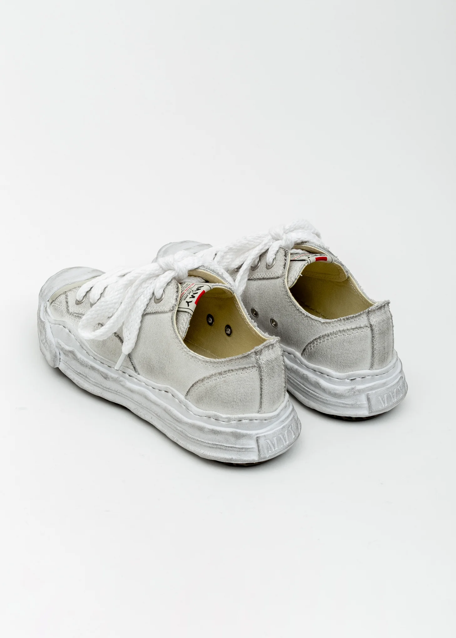 White Original Distressed Effect Sole Canvas Sneaker (HANK) - Image 3