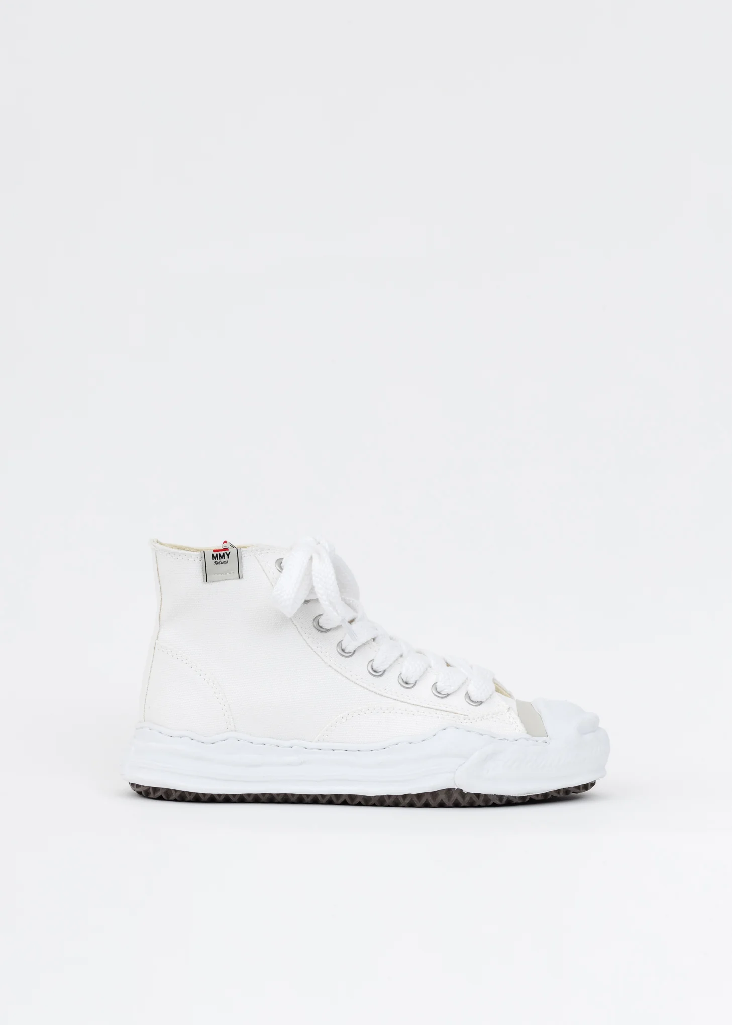 White Original Sole Toecap Canvas Hicut Sneaker - Image 5