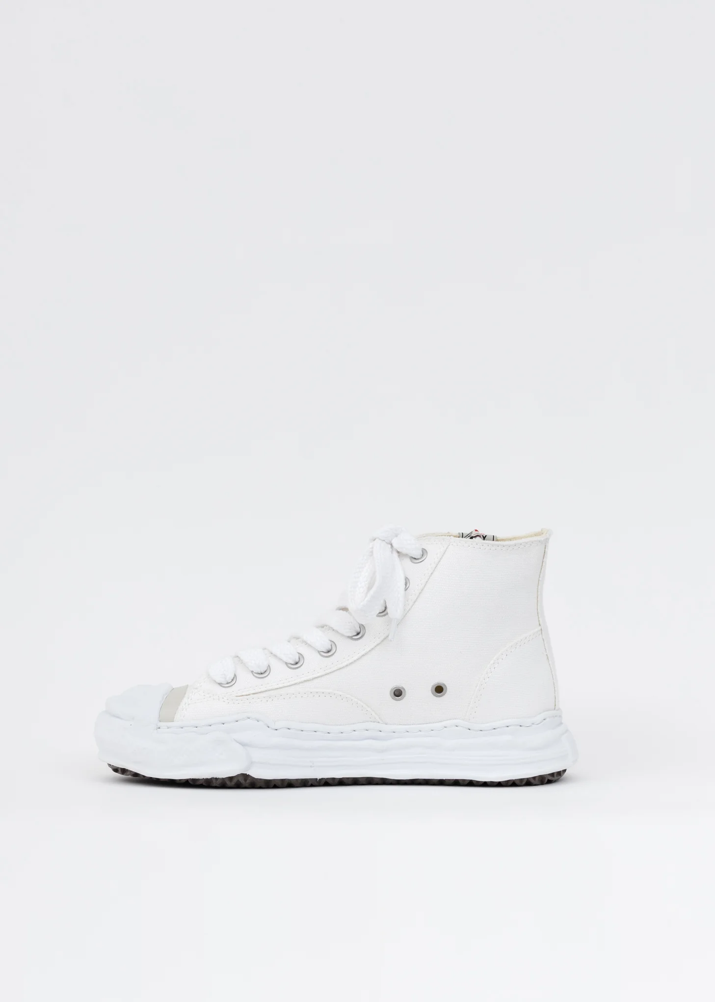 White Original Sole Toecap Canvas Hicut Sneaker - Image 4