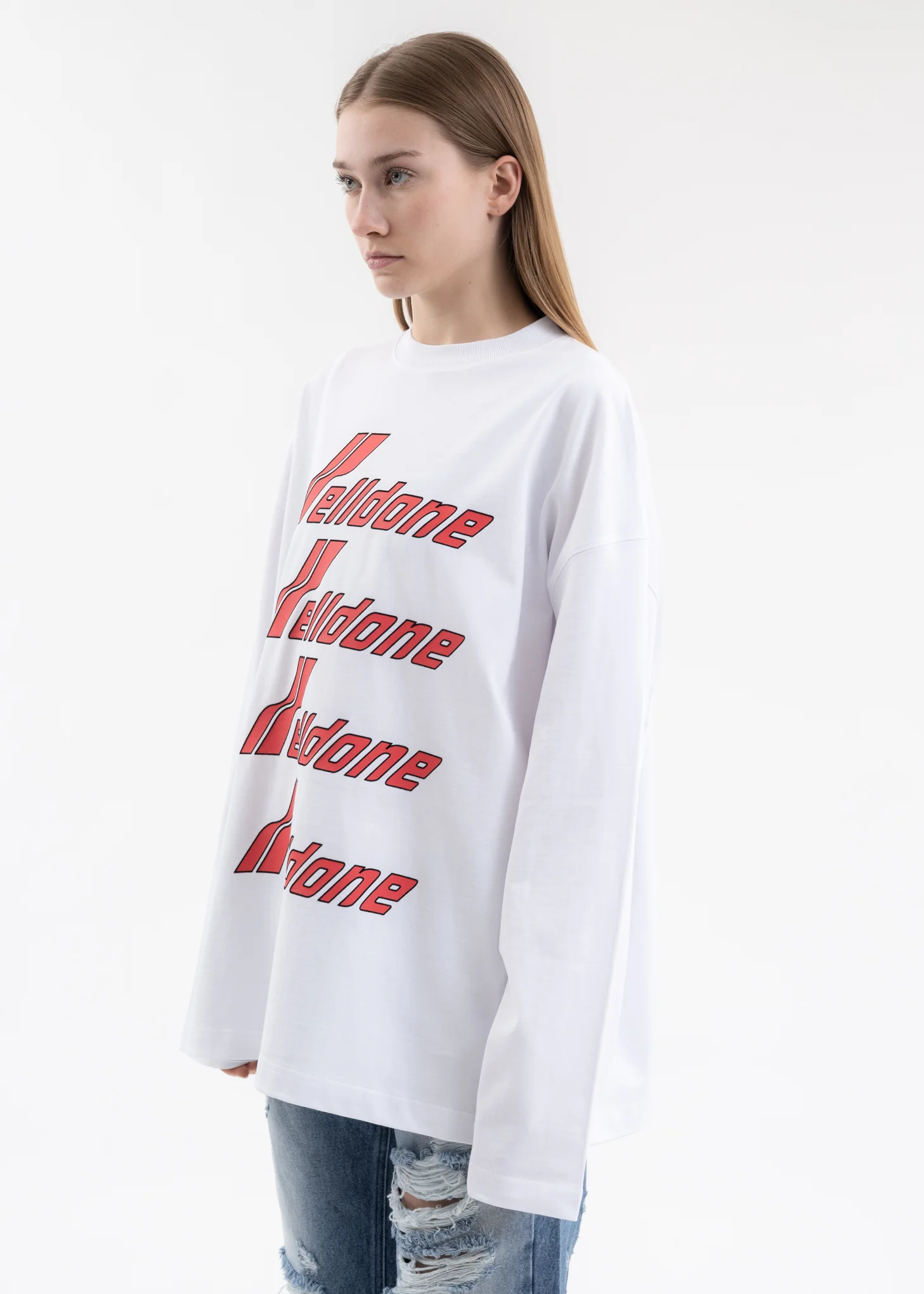 WHITE OUTLINE LOGO LONG-SLEEVED T-SHIRT - Image 3