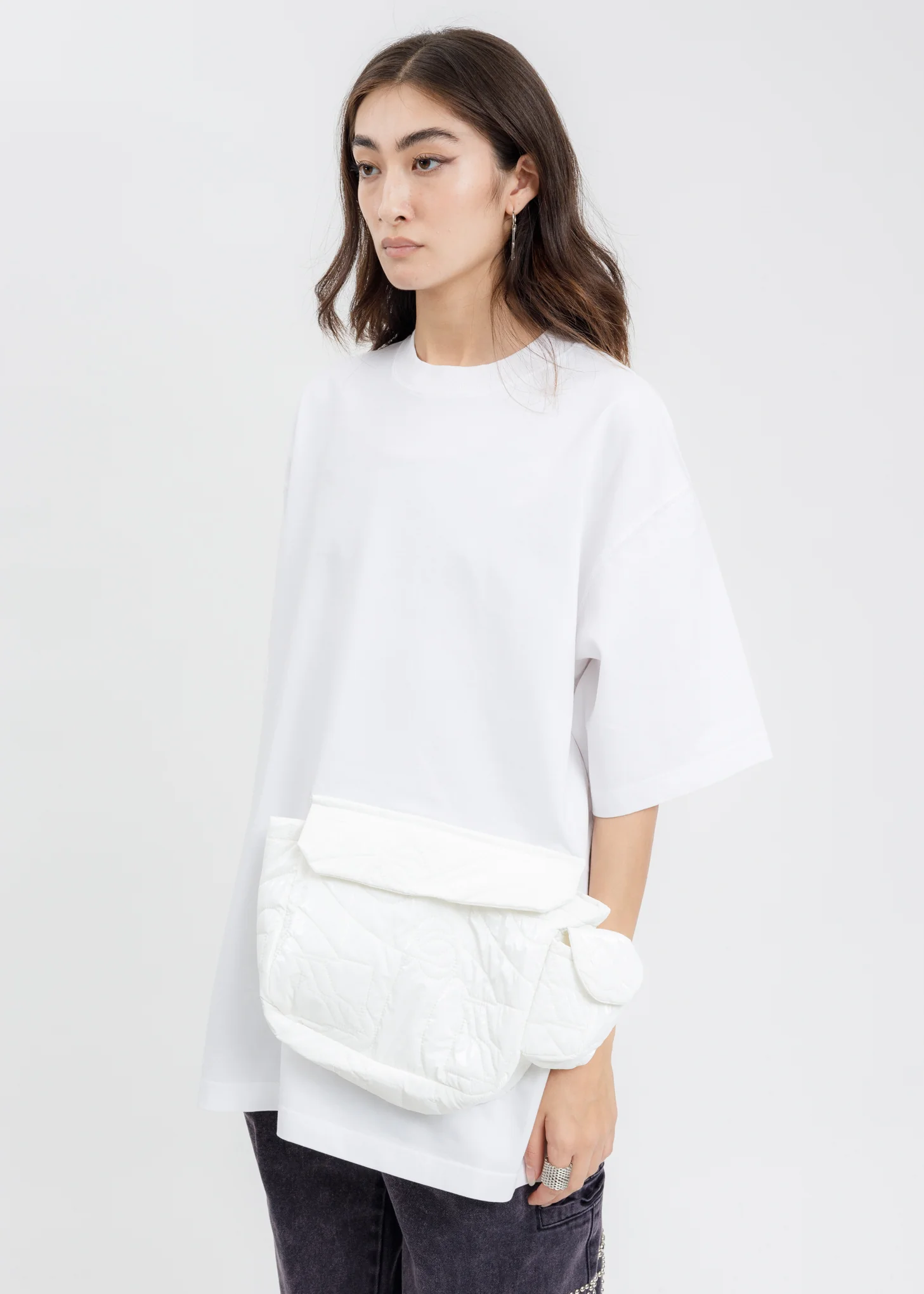 White Oversize Cargo Pocket T-Shirt - Image 3