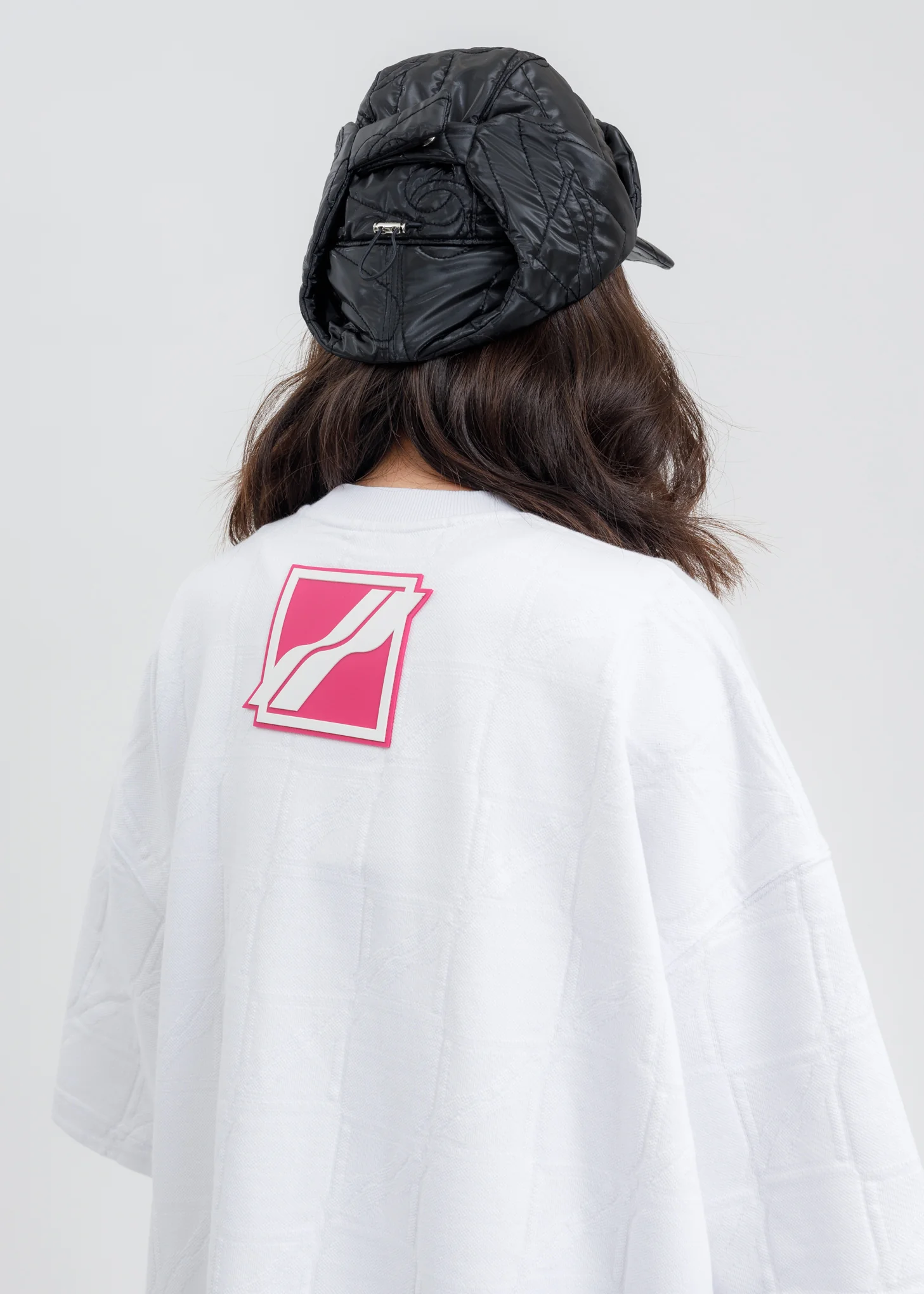 White Oversized All Over Jacquard Zurry T-Shirt - Image 2