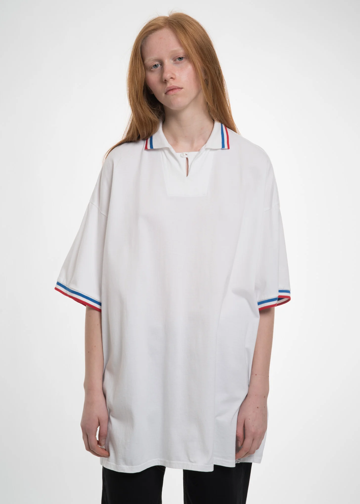 White Oversized Football Polo