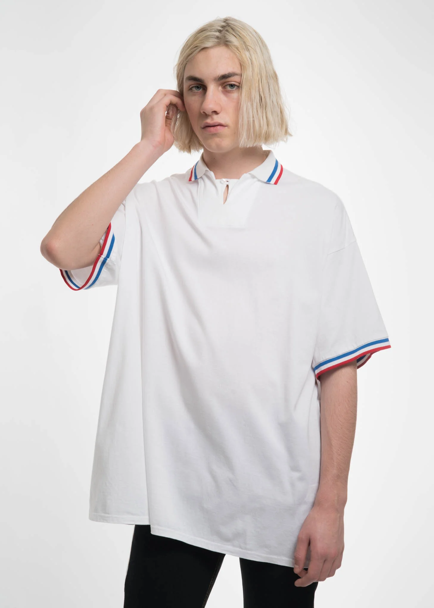 White Oversized Football Polo
