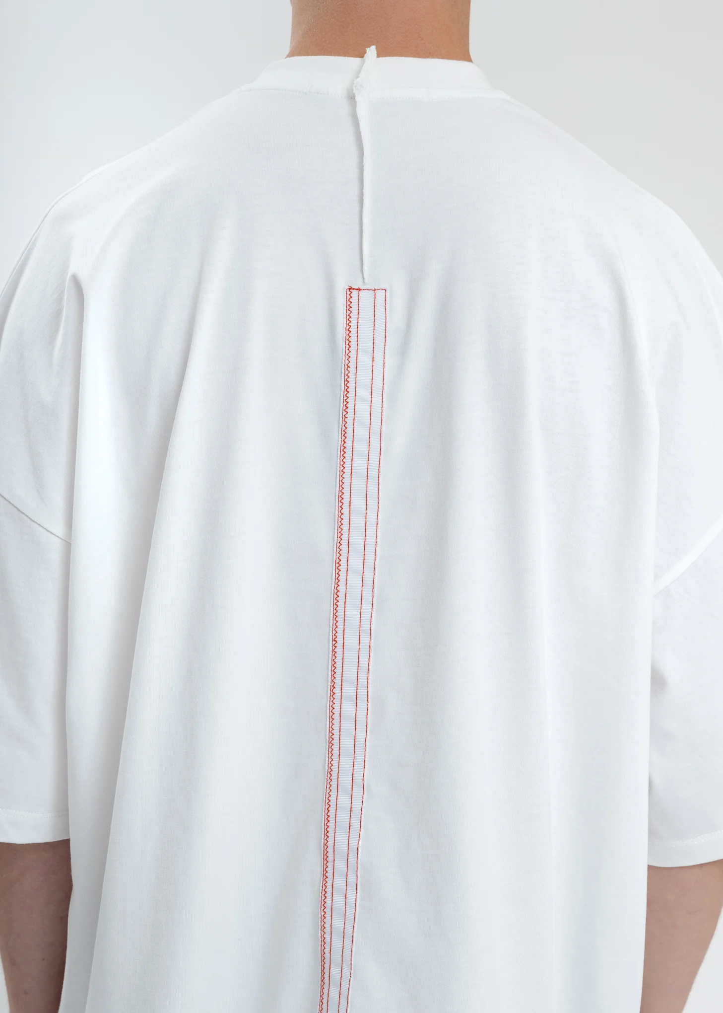 White Oversized T-Shirt With Nylon Pocket - Image 2