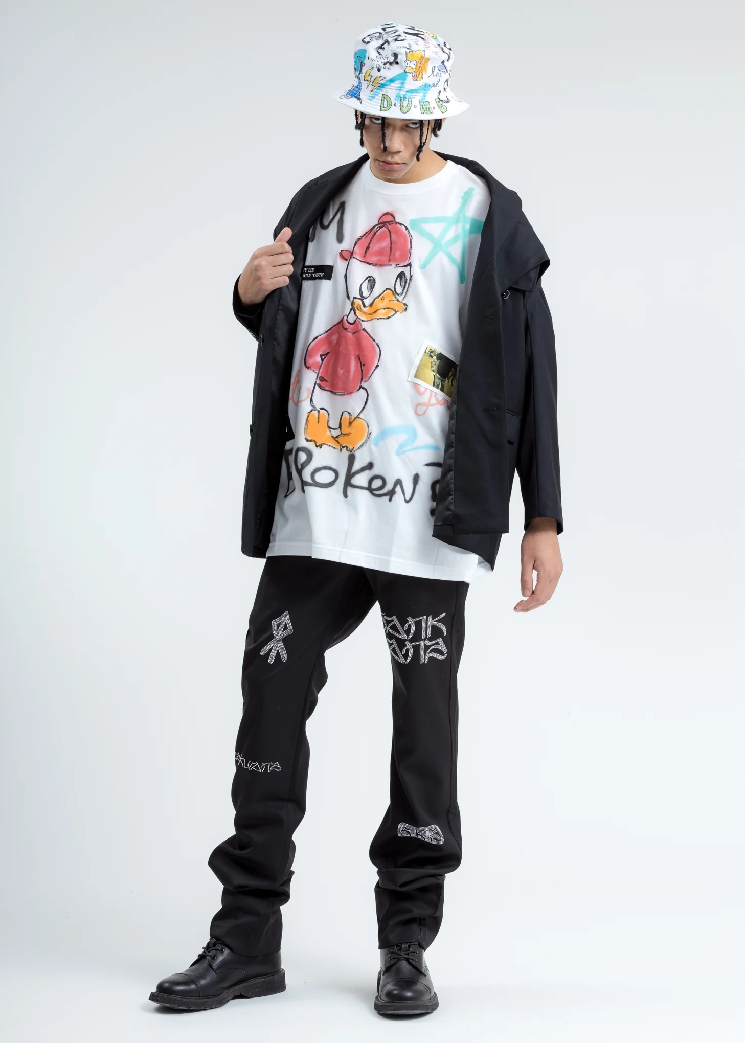 White Paint Bucket Hat - Image 5