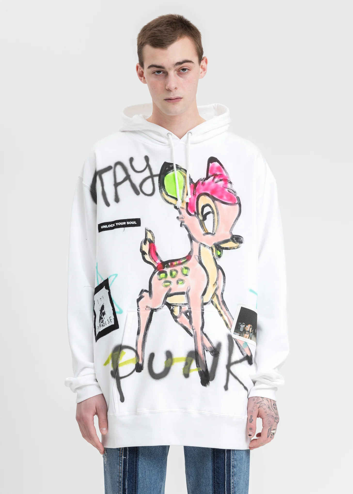 White Paint Hoodie (Neon Bambi）