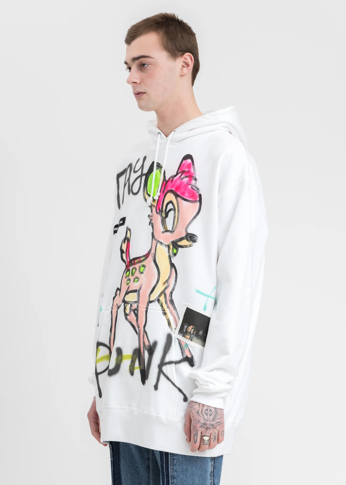 White Paint Hoodie (Neon Bambi） - Image 2