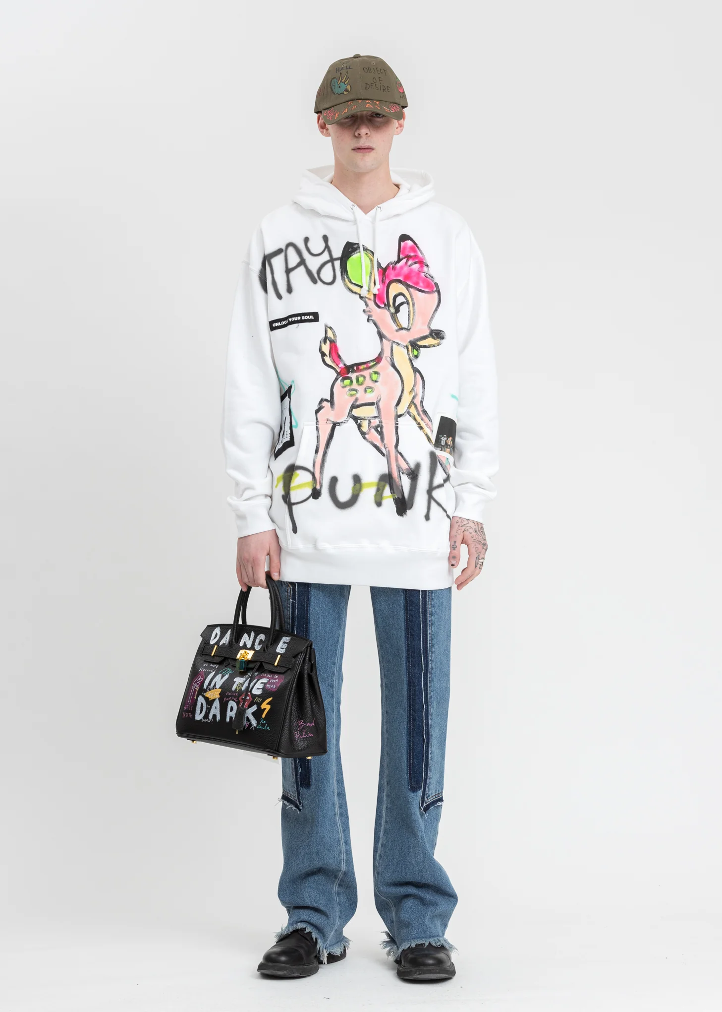White Paint Hoodie (Neon Bambi） - Image 6