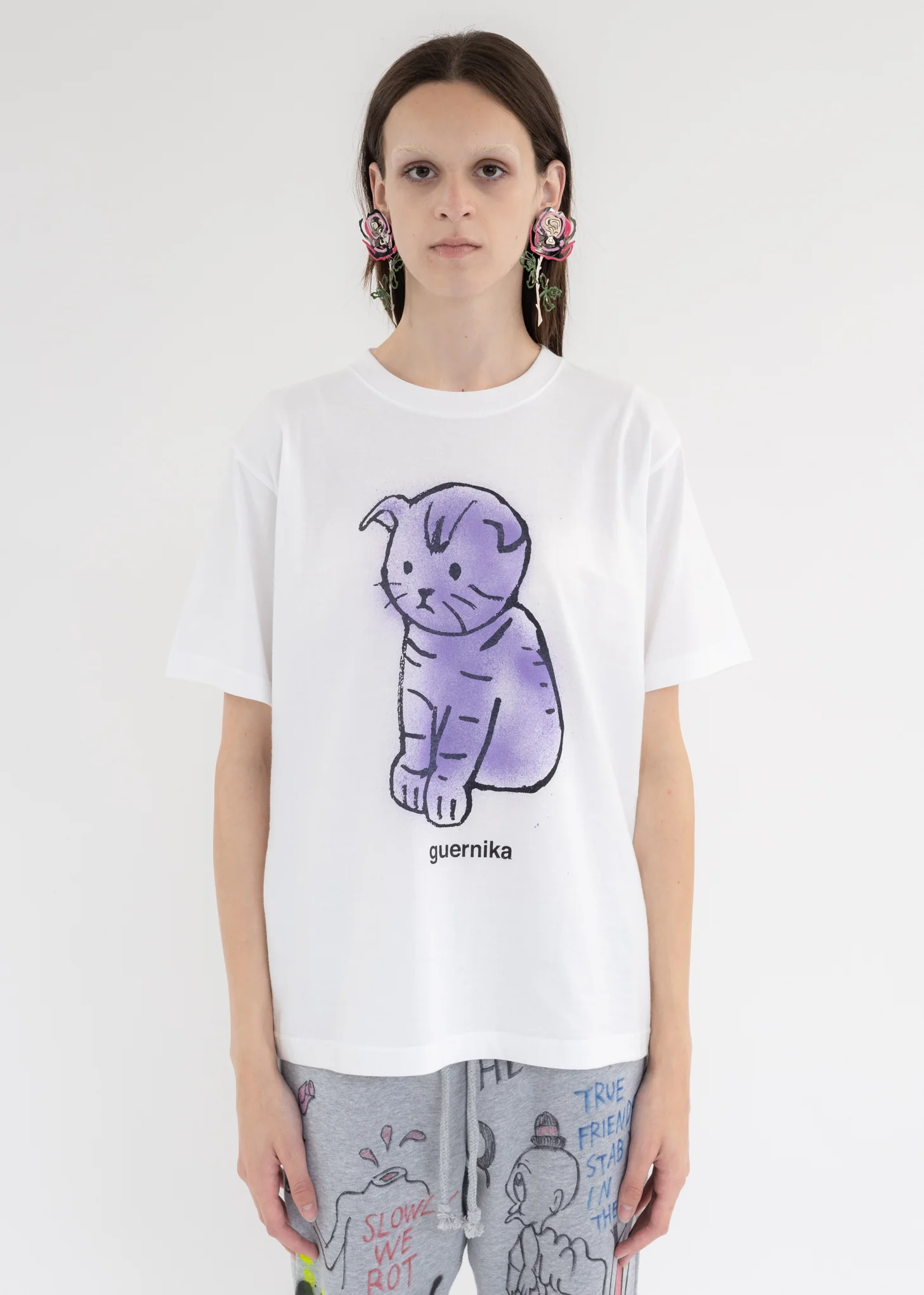 White Paint  MY KITTEN T-Shirt (Purple)