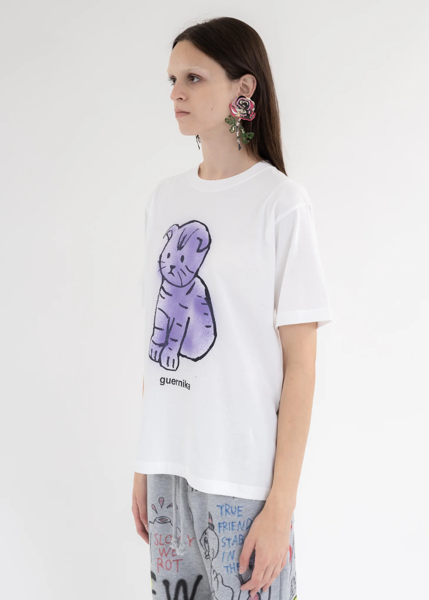 White Paint  MY KITTEN T-Shirt (Purple) - Image 3