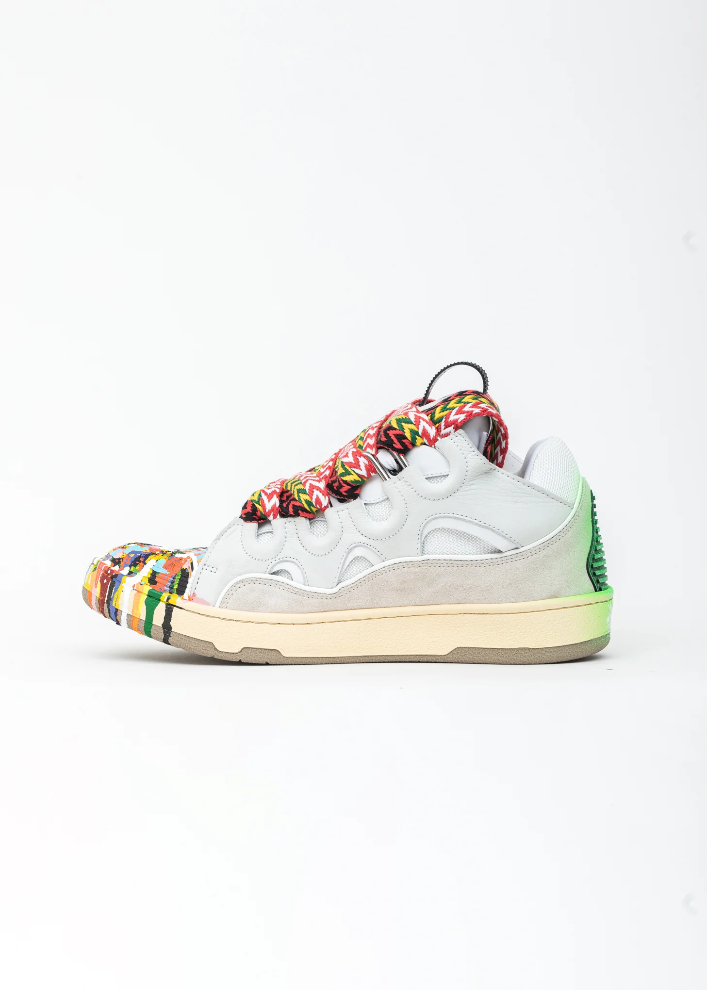 White Painted Leather Curb Sneaker - Image 3