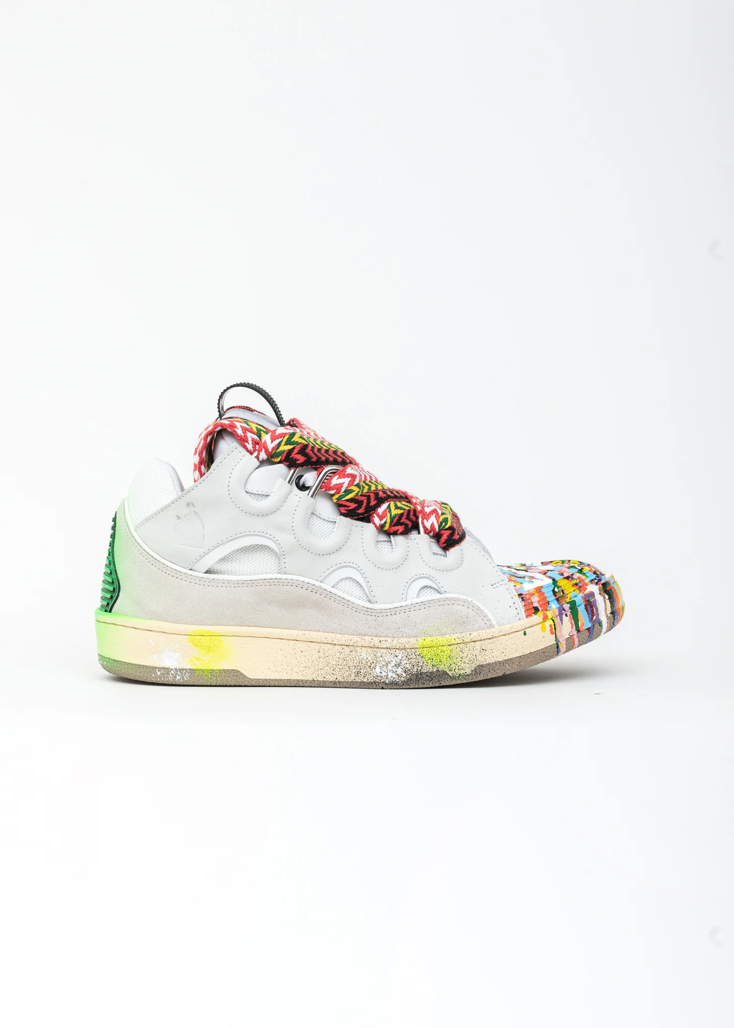 White Painted Leather Curb Sneaker - Image 4