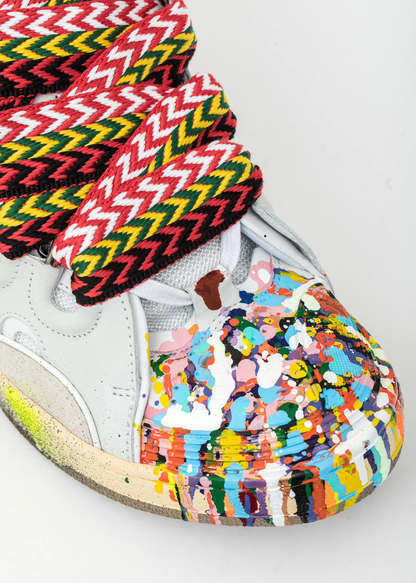 White Painted Leather Curb Sneaker - Image 5