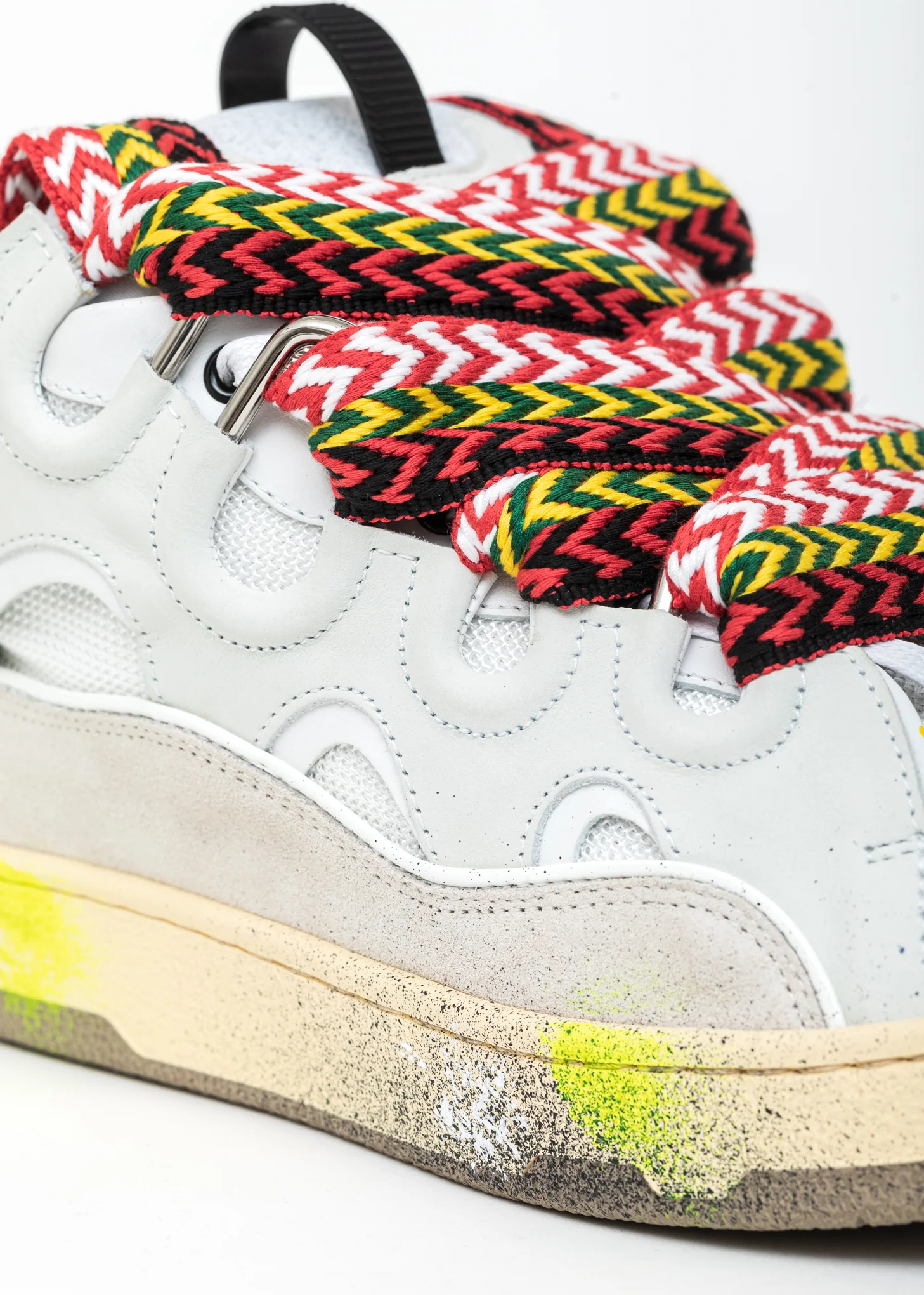 White Painted Leather Curb Sneaker - Image 6