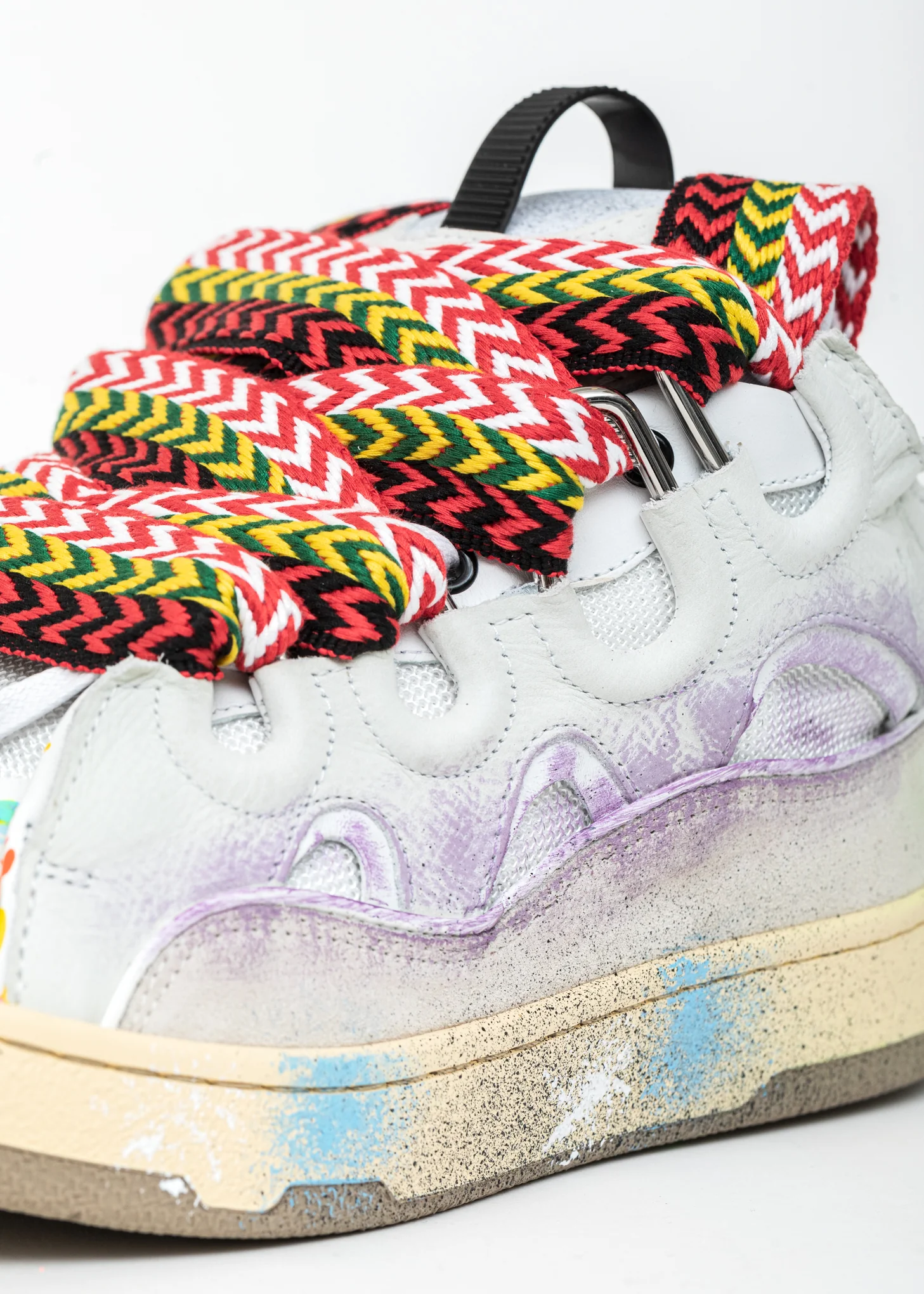 White Painted Leather Curb Sneaker - Image 8