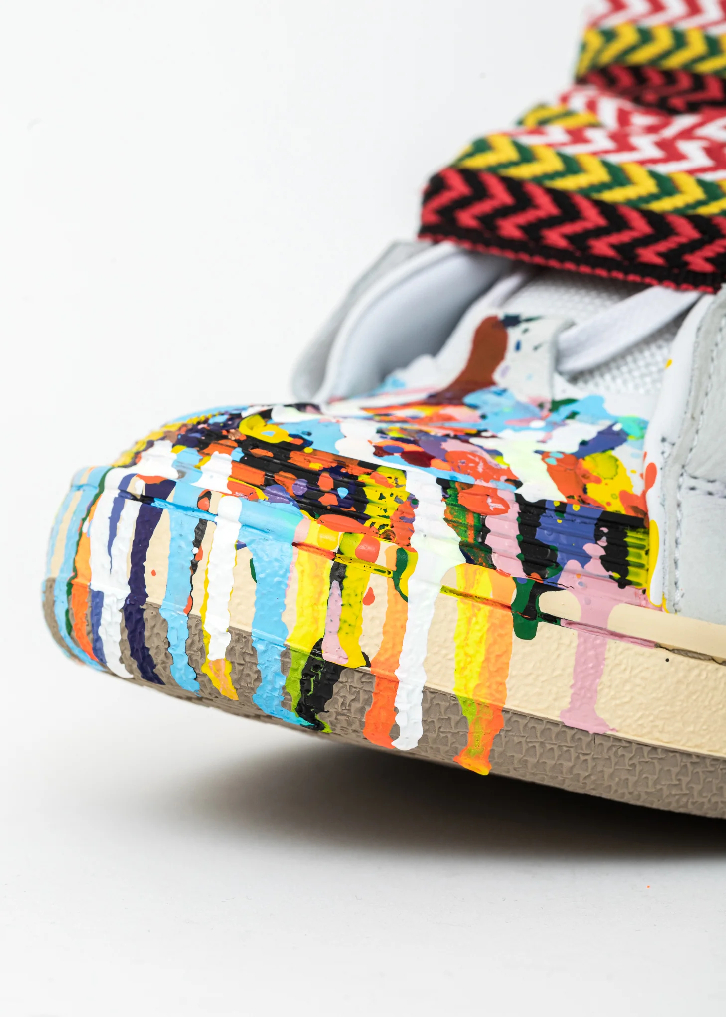 White Painted Leather Curb Sneaker - Image 9