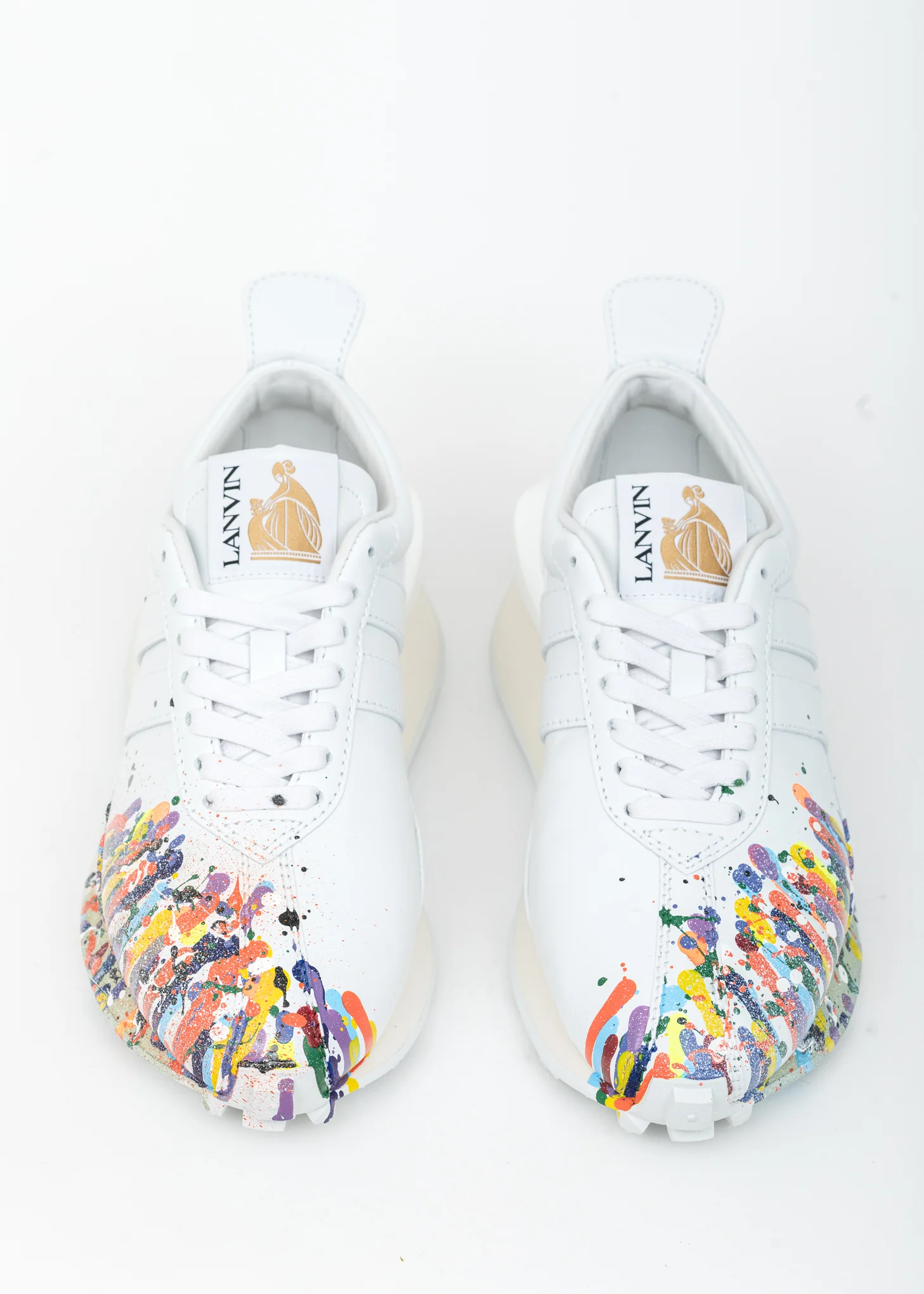 White Painted Leather Nappa Bumpr Sneaker - Image 2