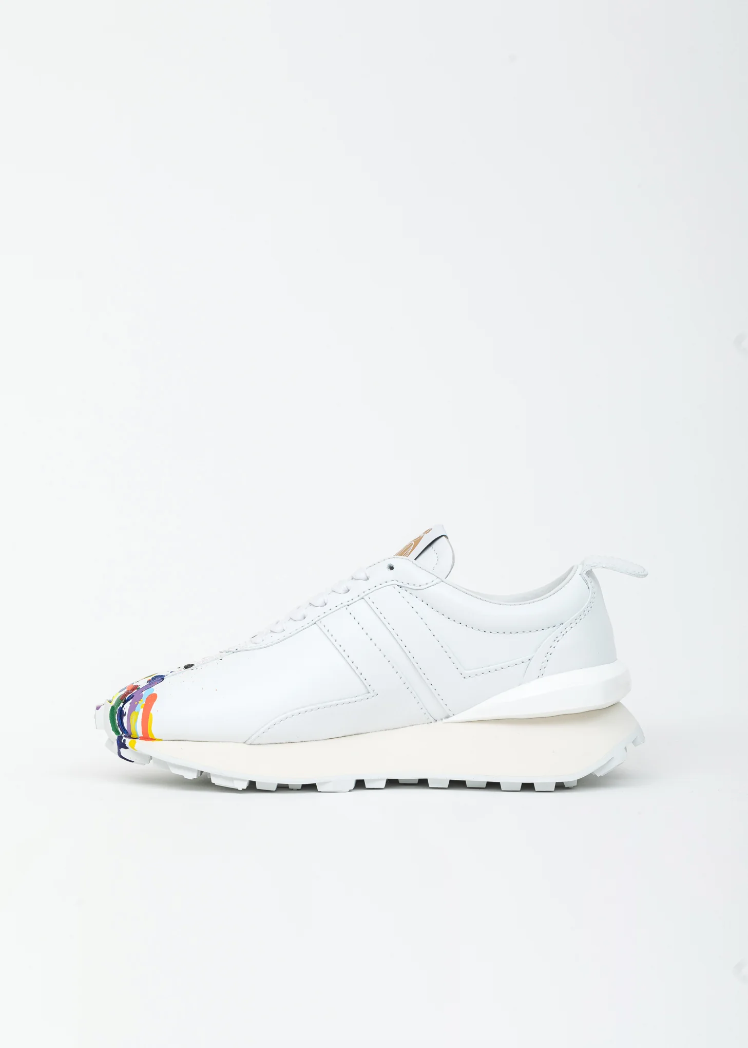 White Painted Leather Nappa Bumpr Sneaker - Image 4