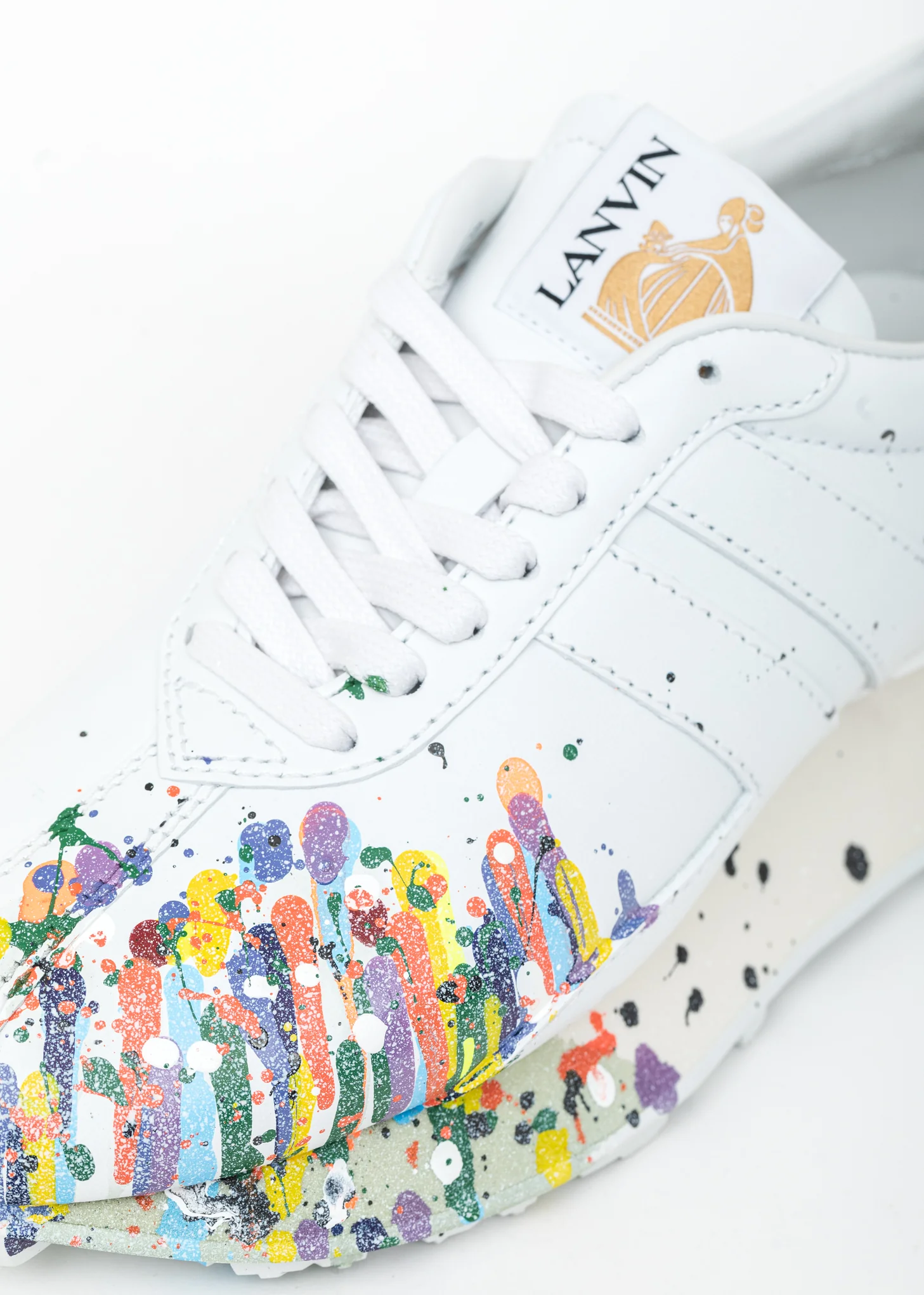 White Painted Leather Nappa Bumpr Sneaker - Image 7