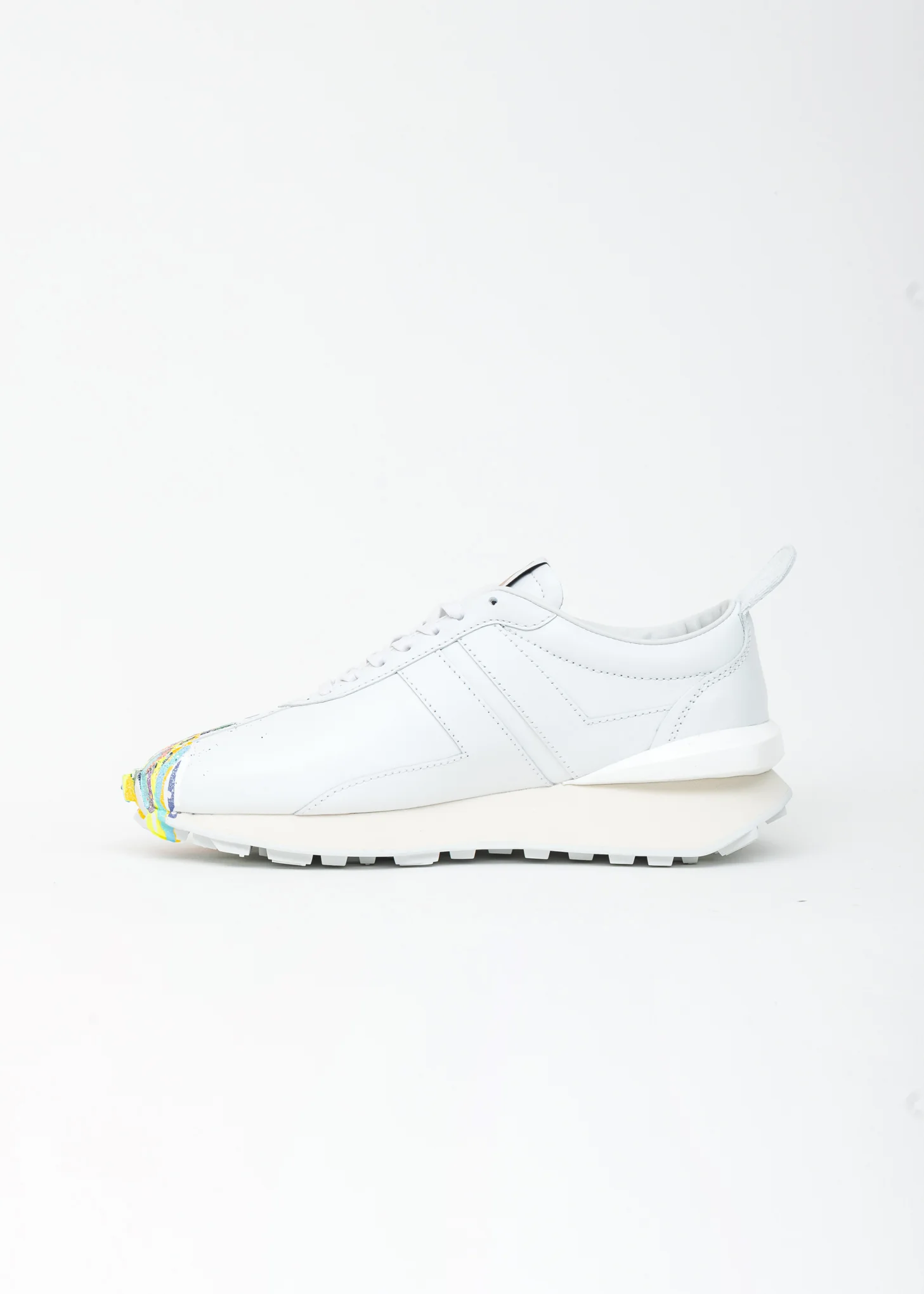 White Painted Leather Nappa Bumpr Sneaker - Image 4