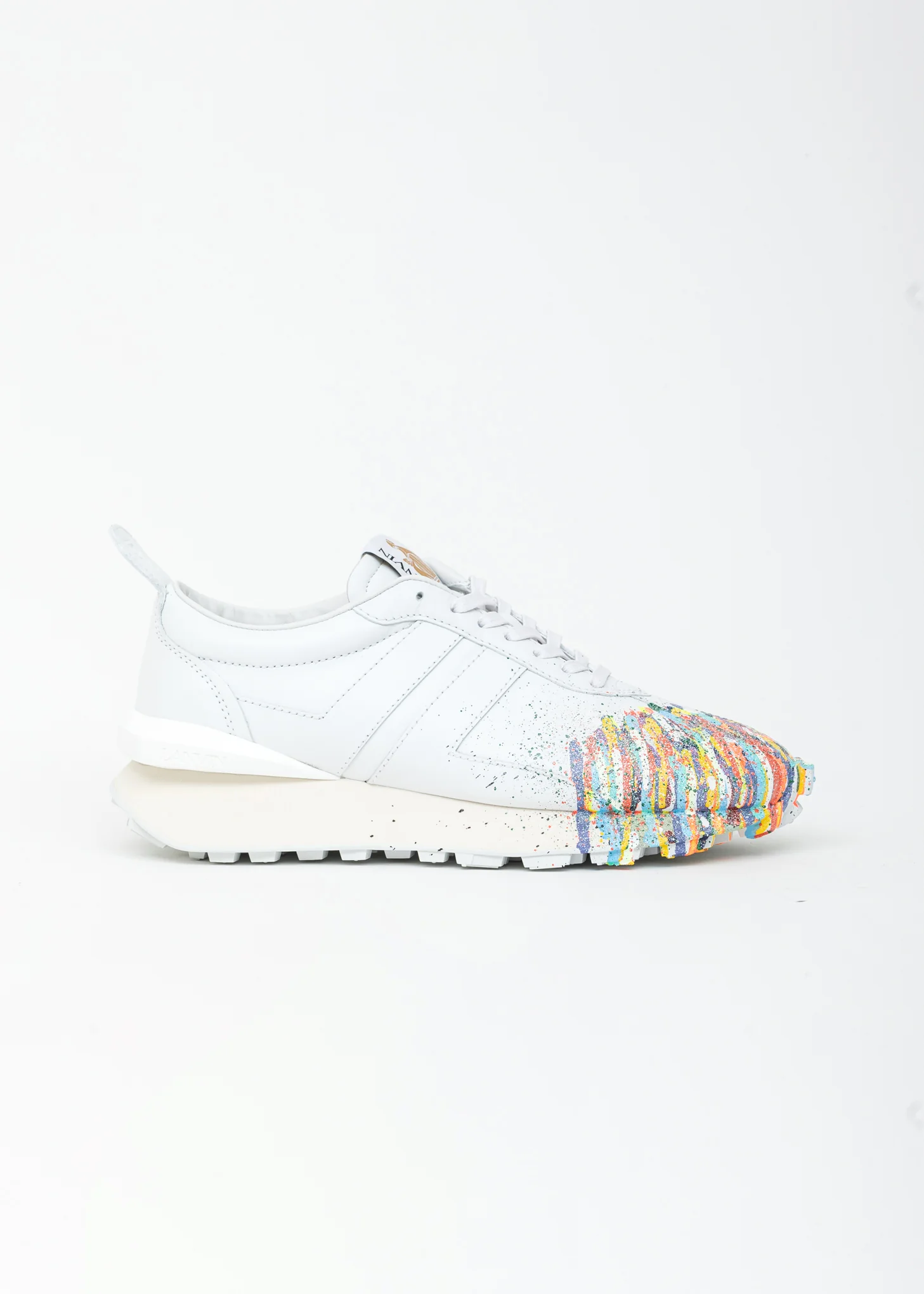 White Painted Leather Nappa Bumpr Sneaker - Image 5