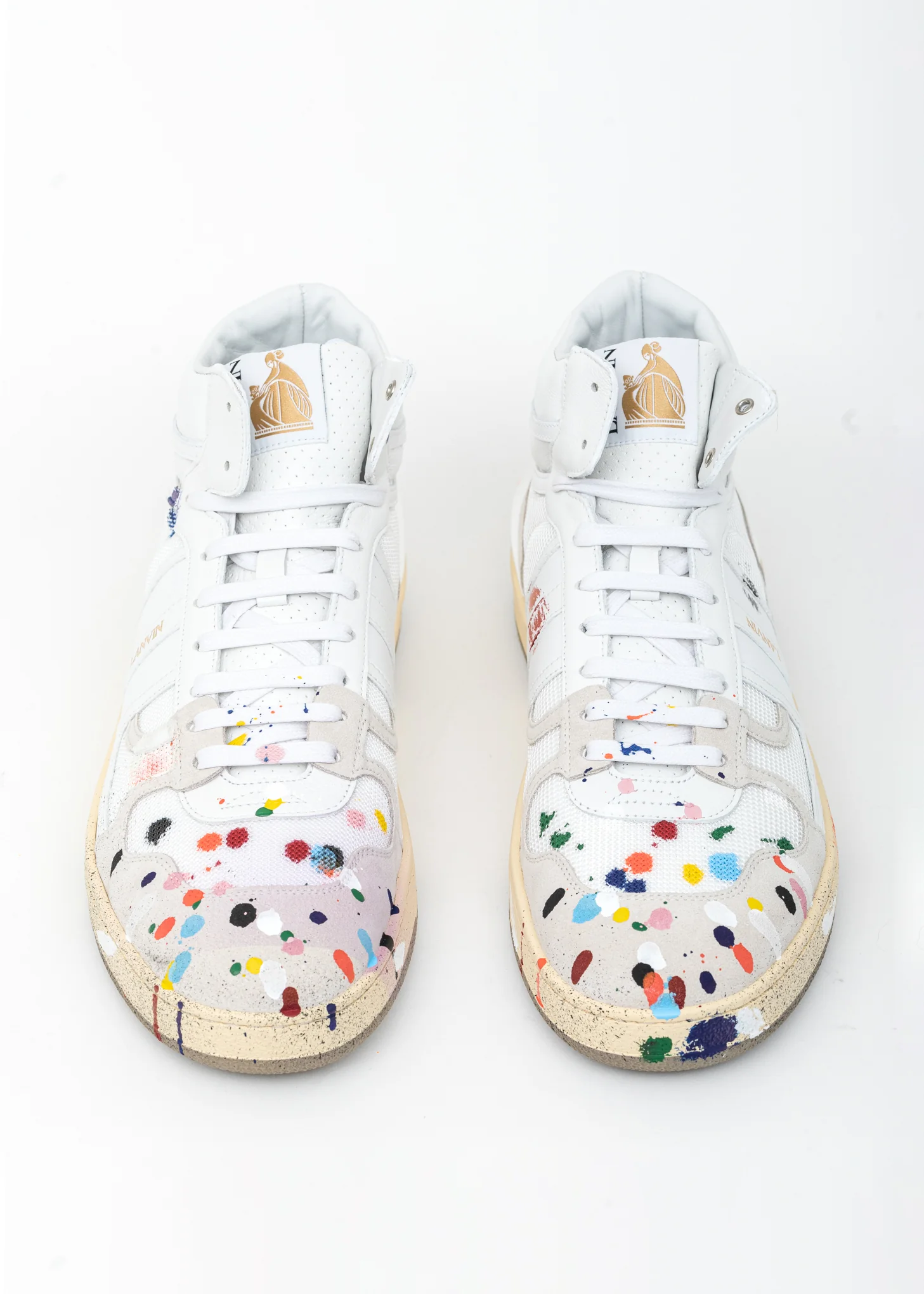White Painted Mesh Clay High Top Sneaker - Image 2