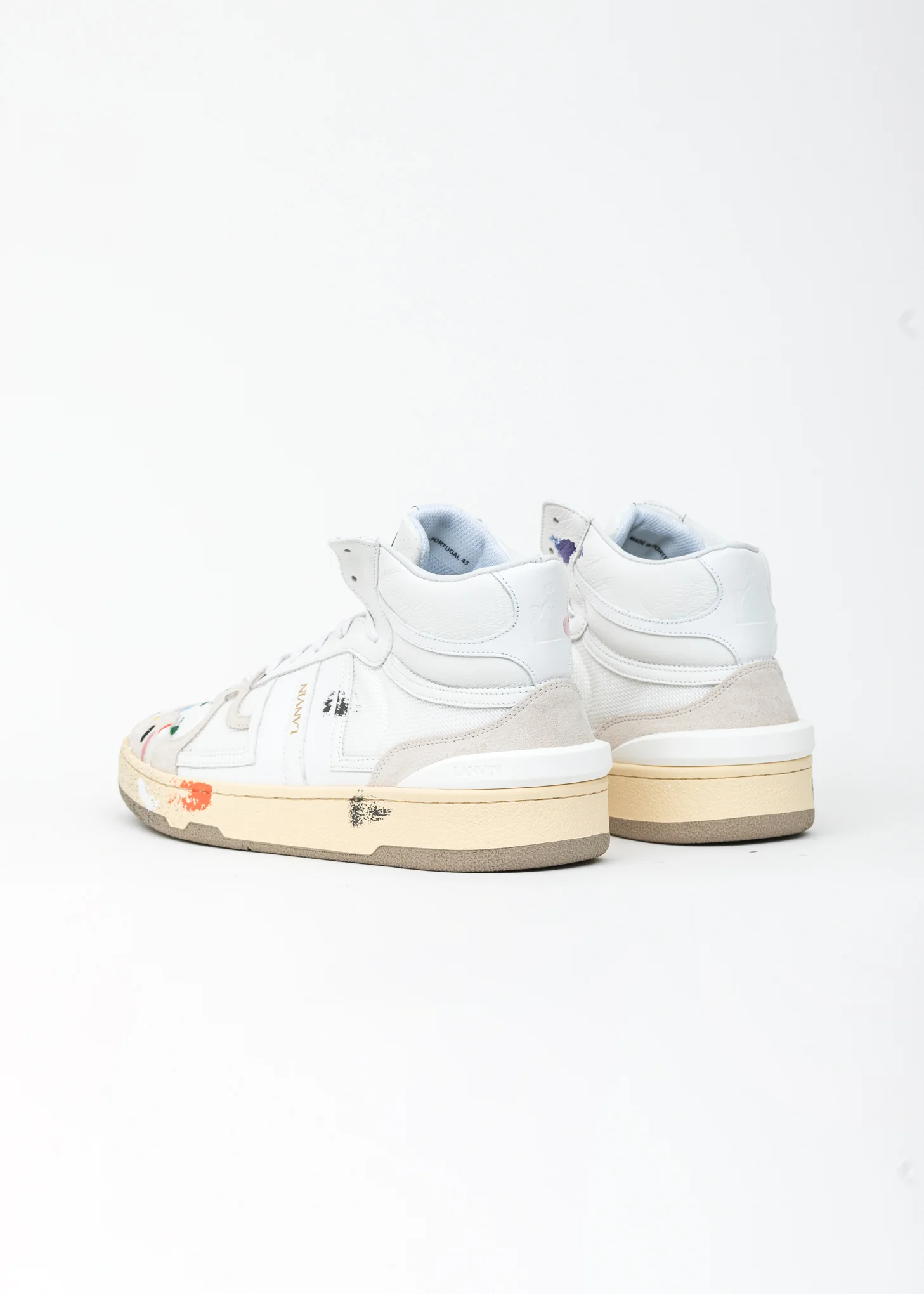 White Painted Mesh Clay High Top Sneaker - Image 3