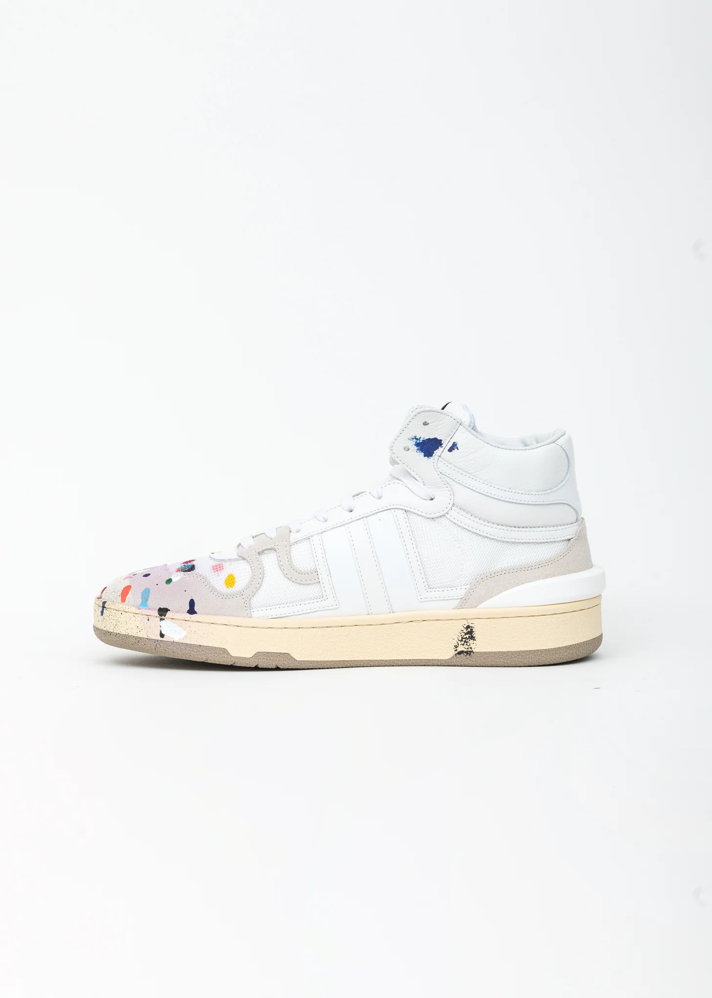 White Painted Mesh Clay High Top Sneaker - Image 4