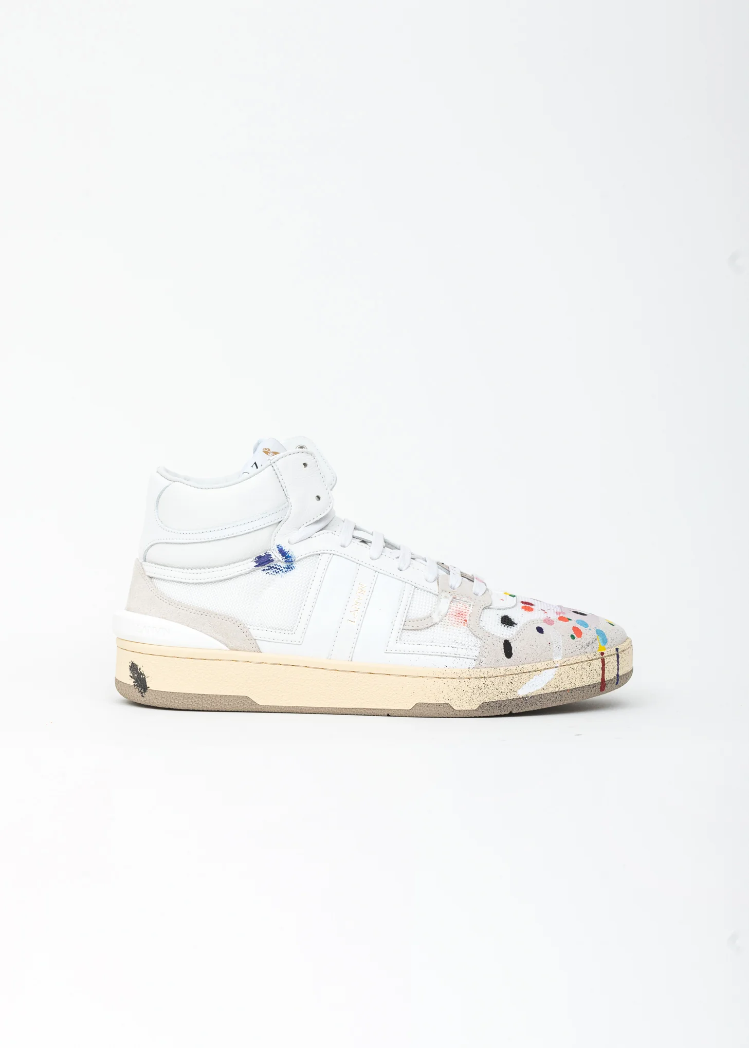 White Painted Mesh Clay High Top Sneaker - Image 5