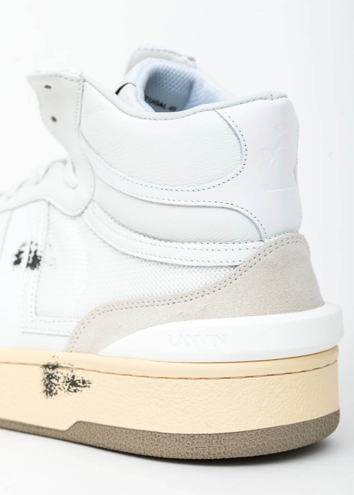 White Painted Mesh Clay High Top Sneaker - Image 9