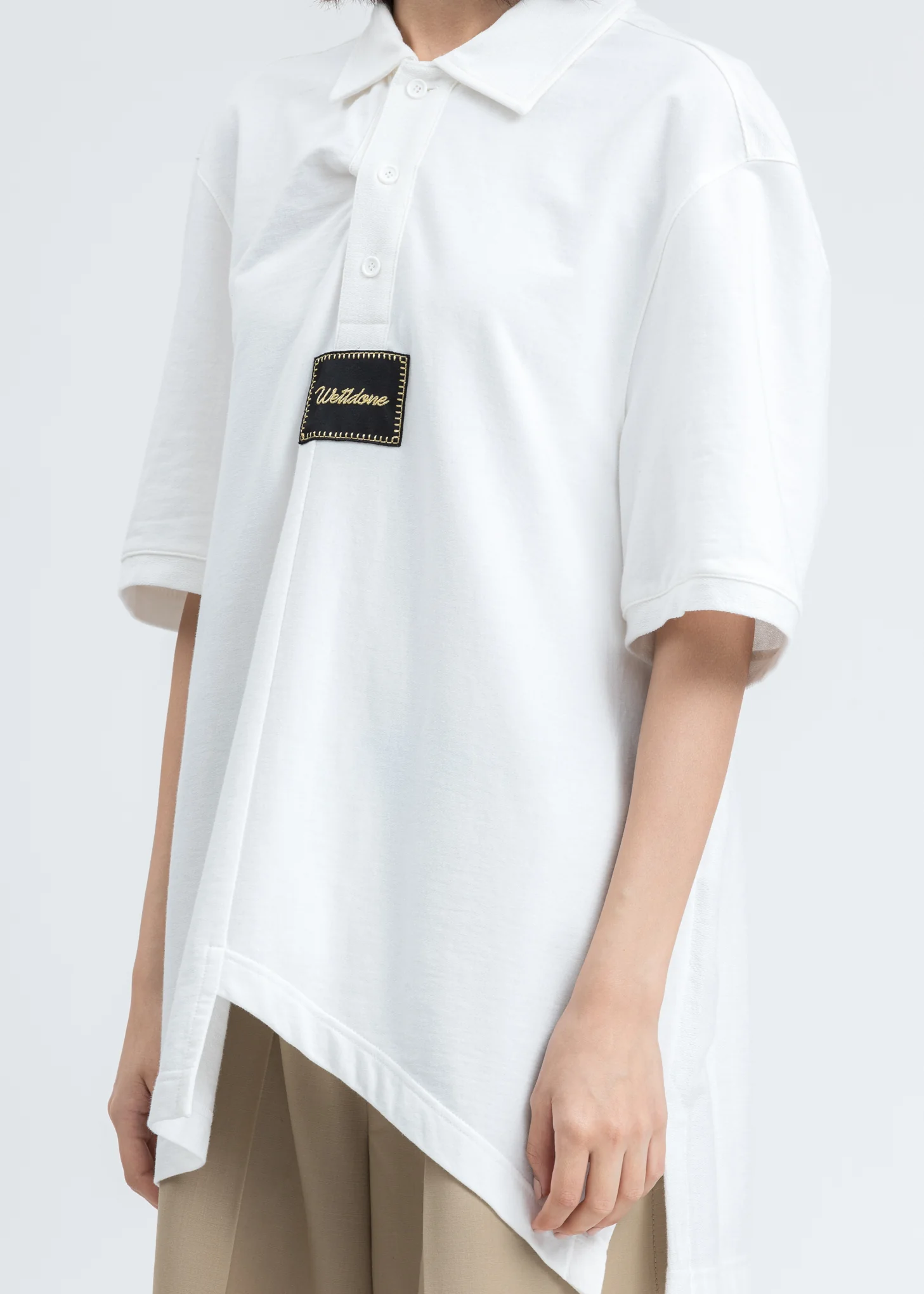White Paneled Oversized Polo - Image 4