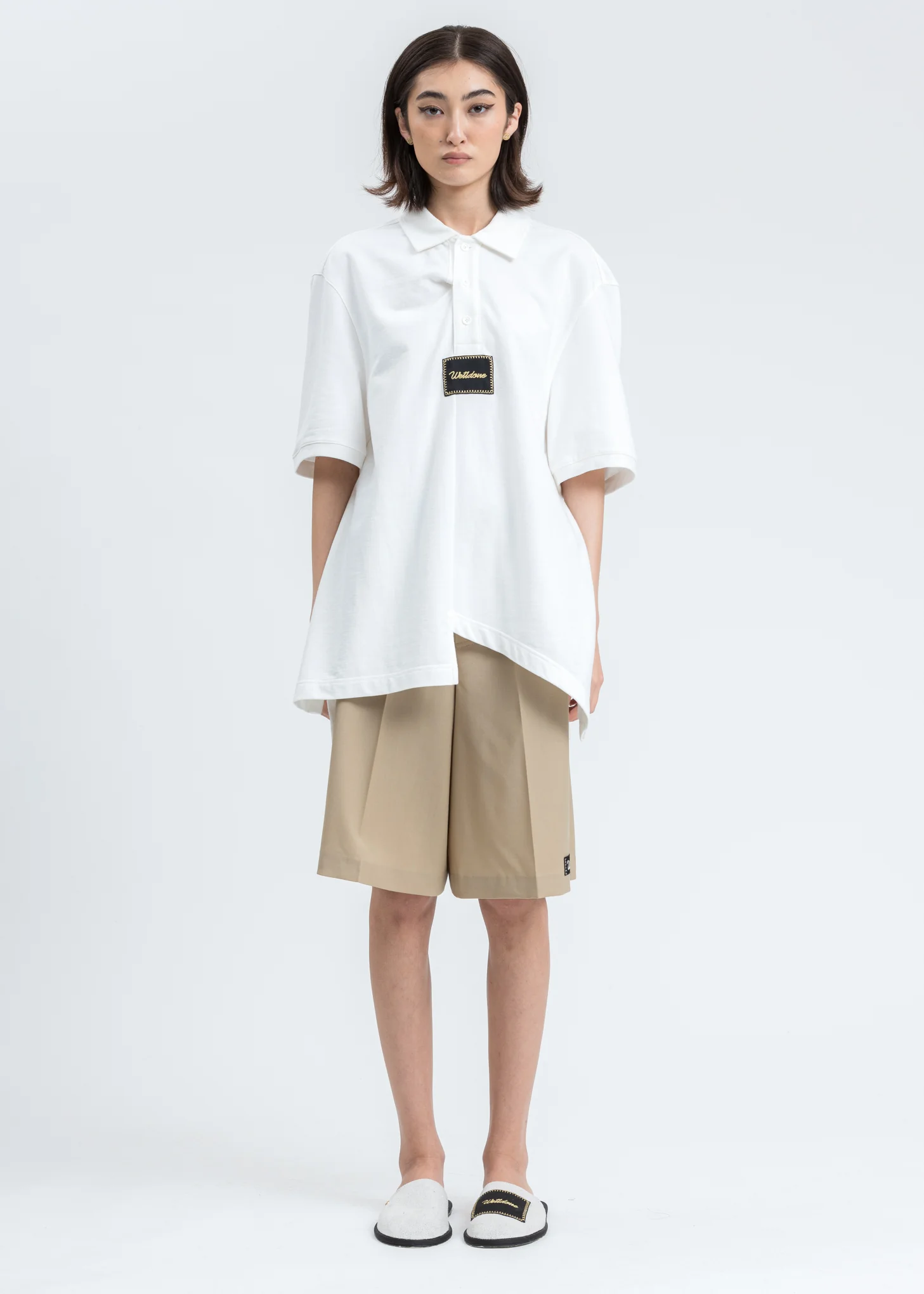 White Paneled Oversized Polo - Image 5