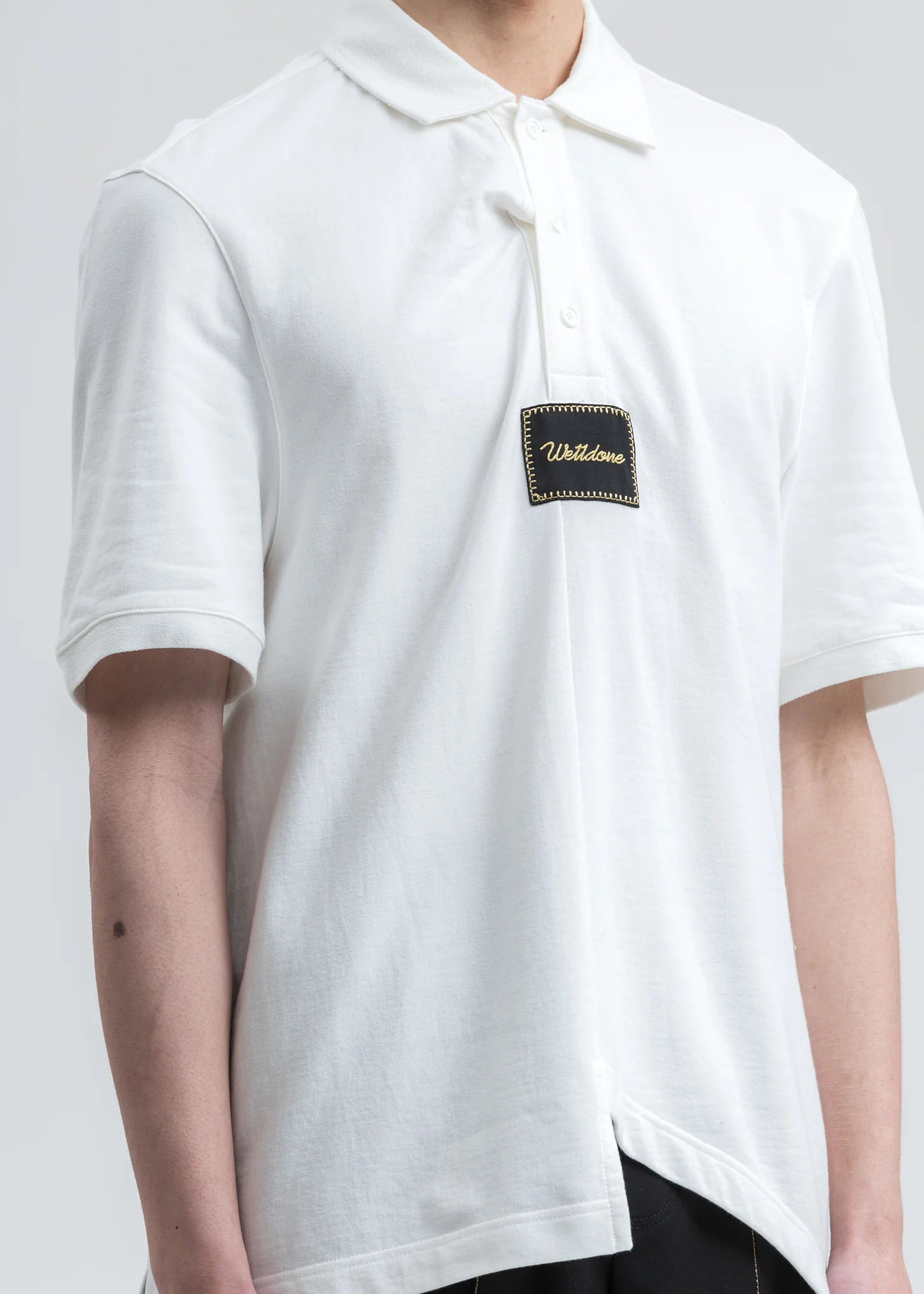 White Paneled Oversized Polo - Image 4
