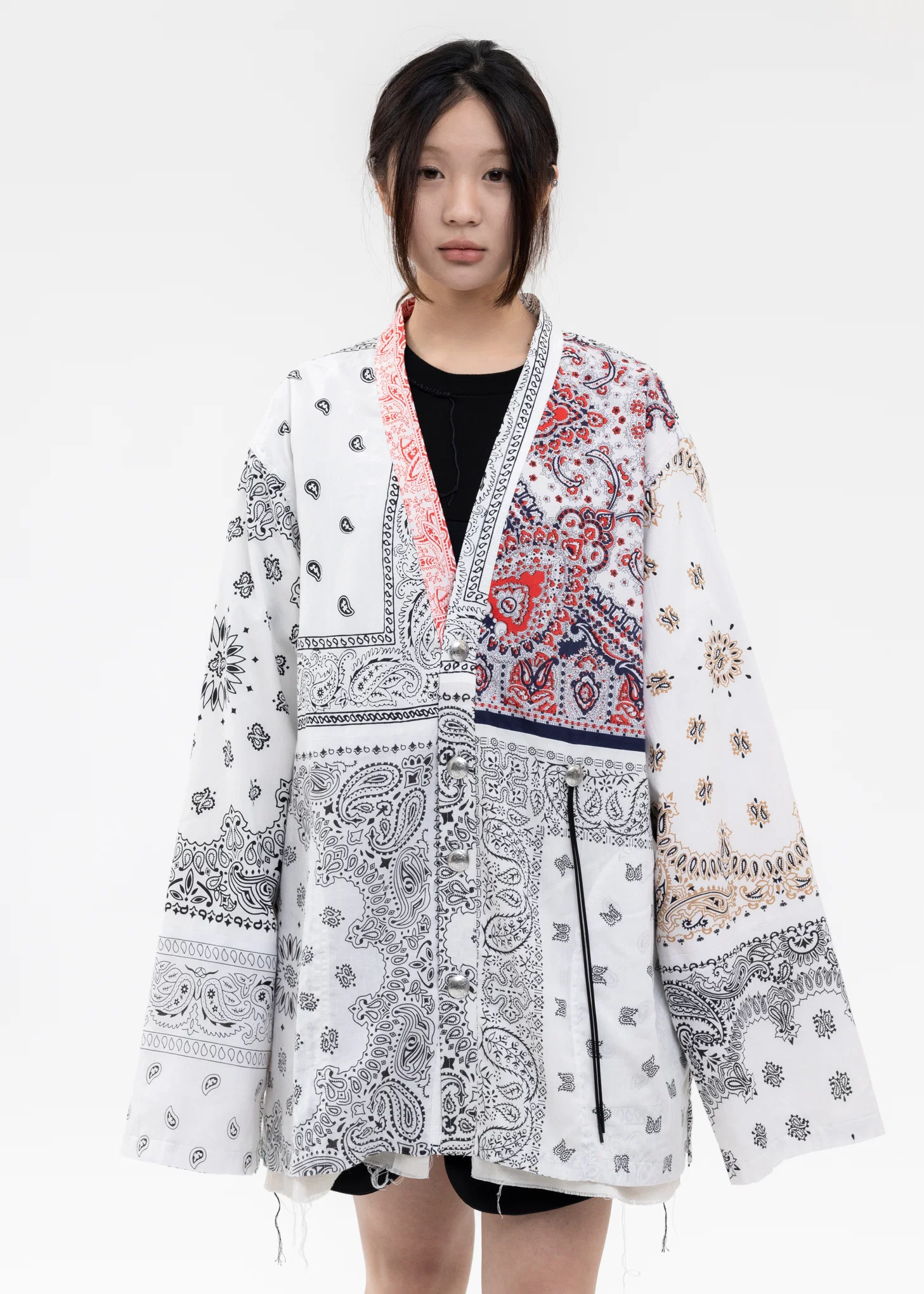 WHITE PATCH WORK BANDANA CONCHO JACKET
