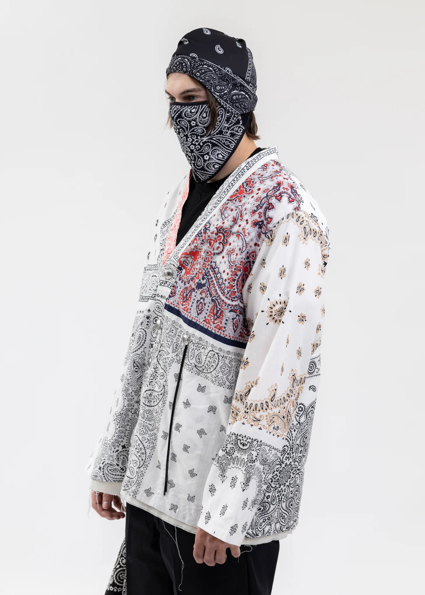 WHITE PATCH WORK BANDANA CONCHO JACKET - Image 3