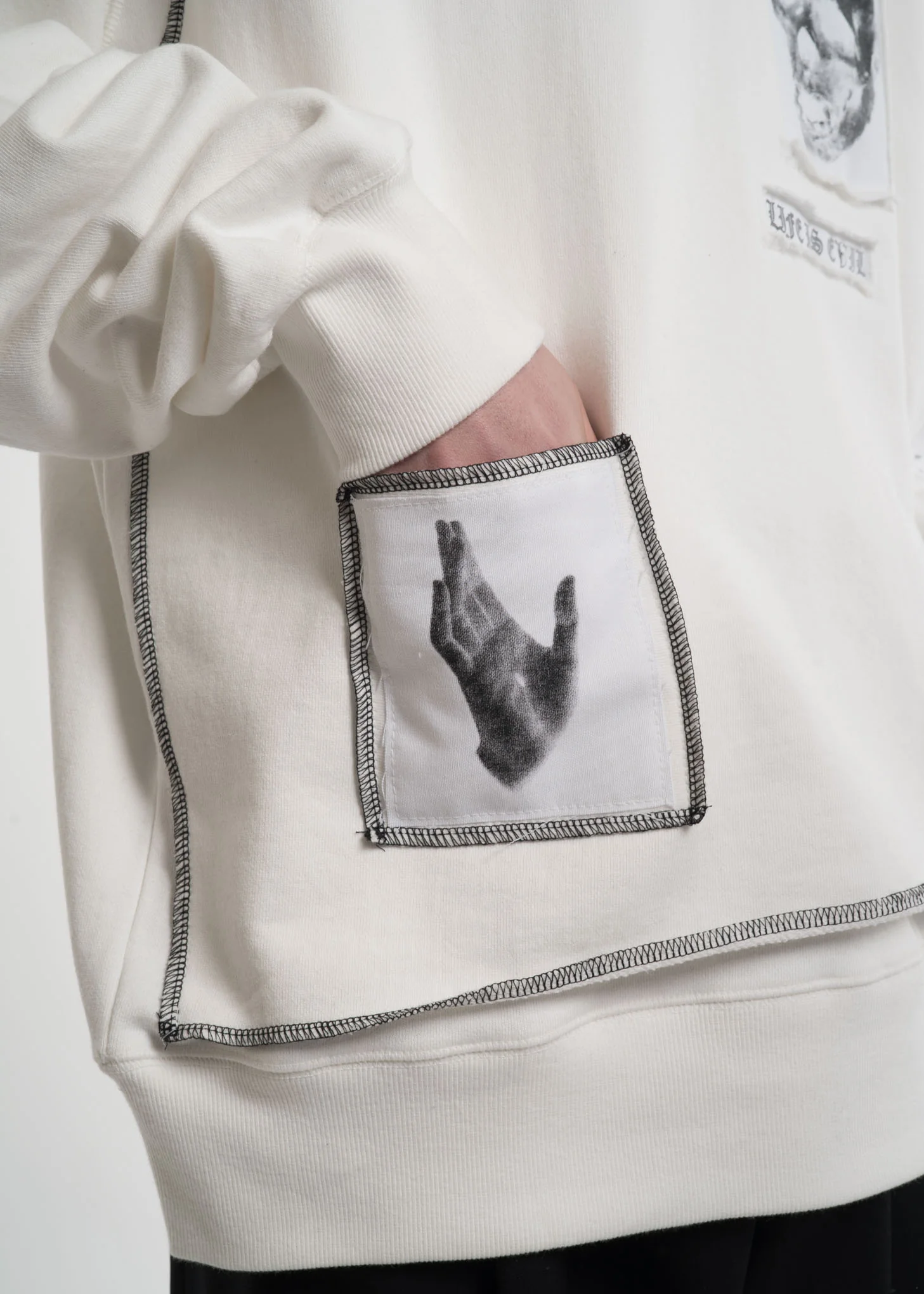White Patchwork Sweatshirt - Image 2