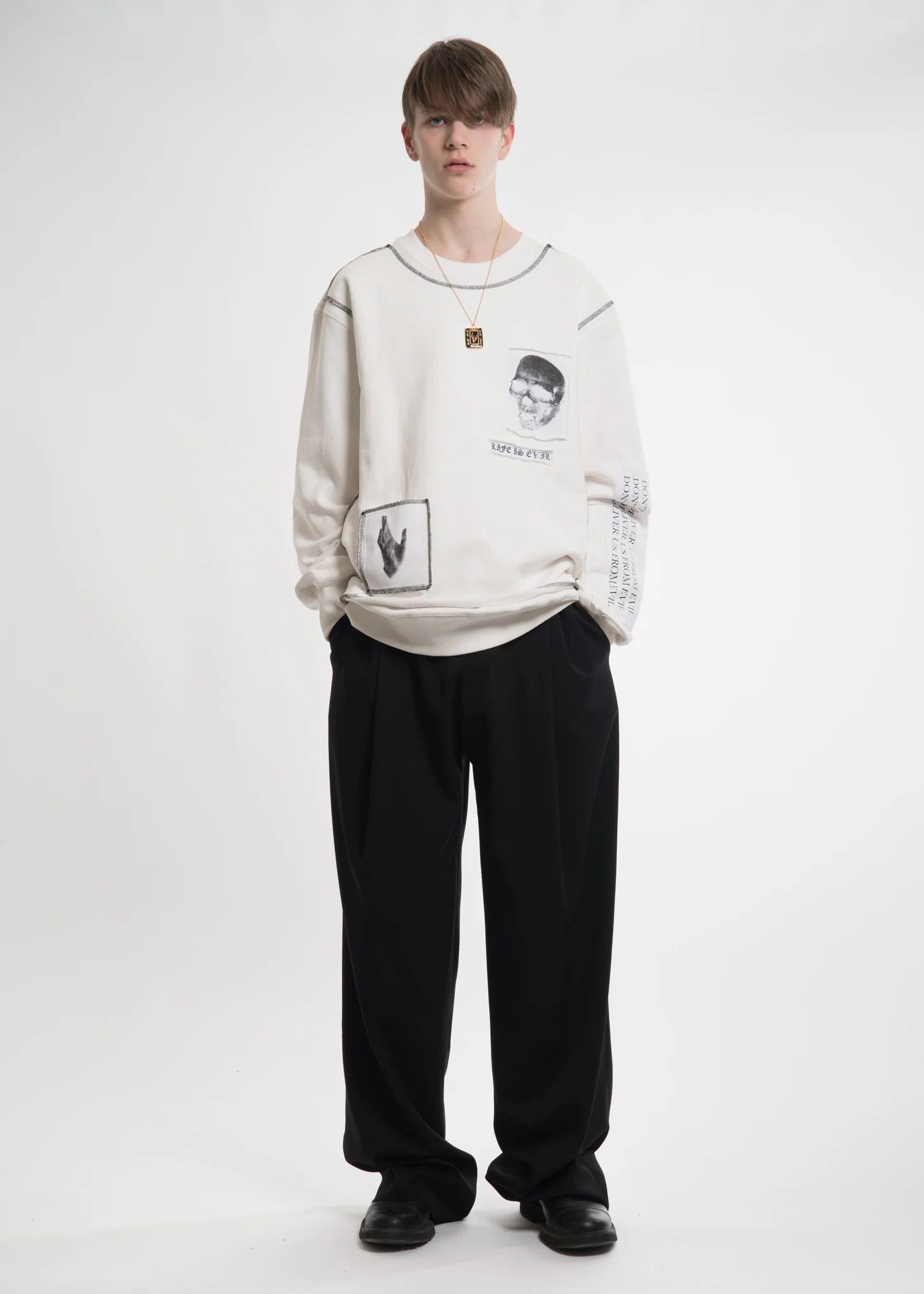White Patchwork Sweatshirt - Image 3