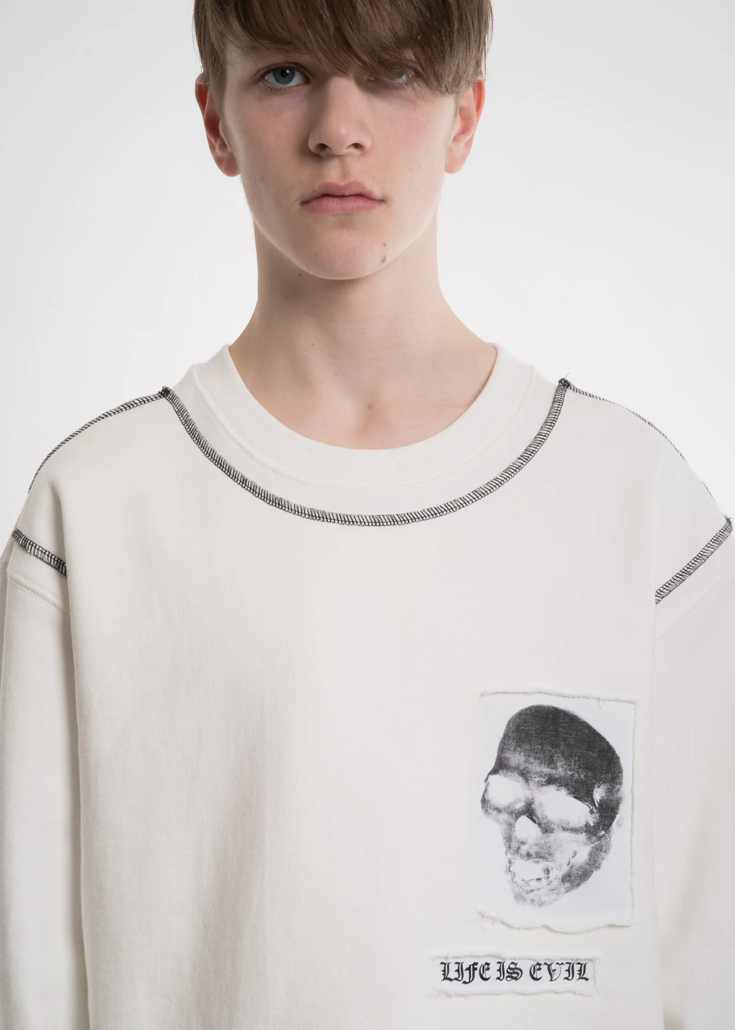 White Patchwork Sweatshirt - Image 5