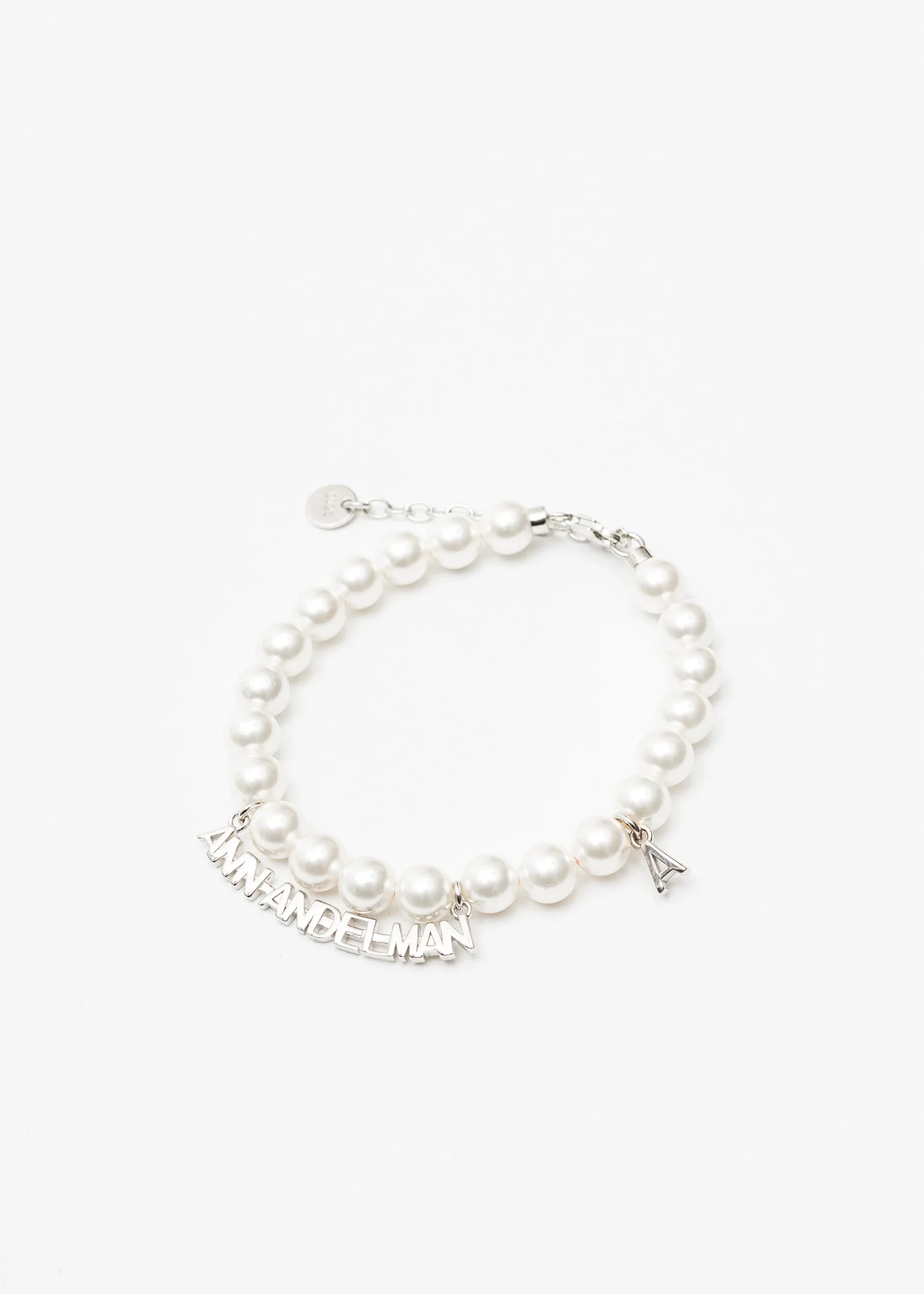 White Pearl And Silver Logo Bracelet