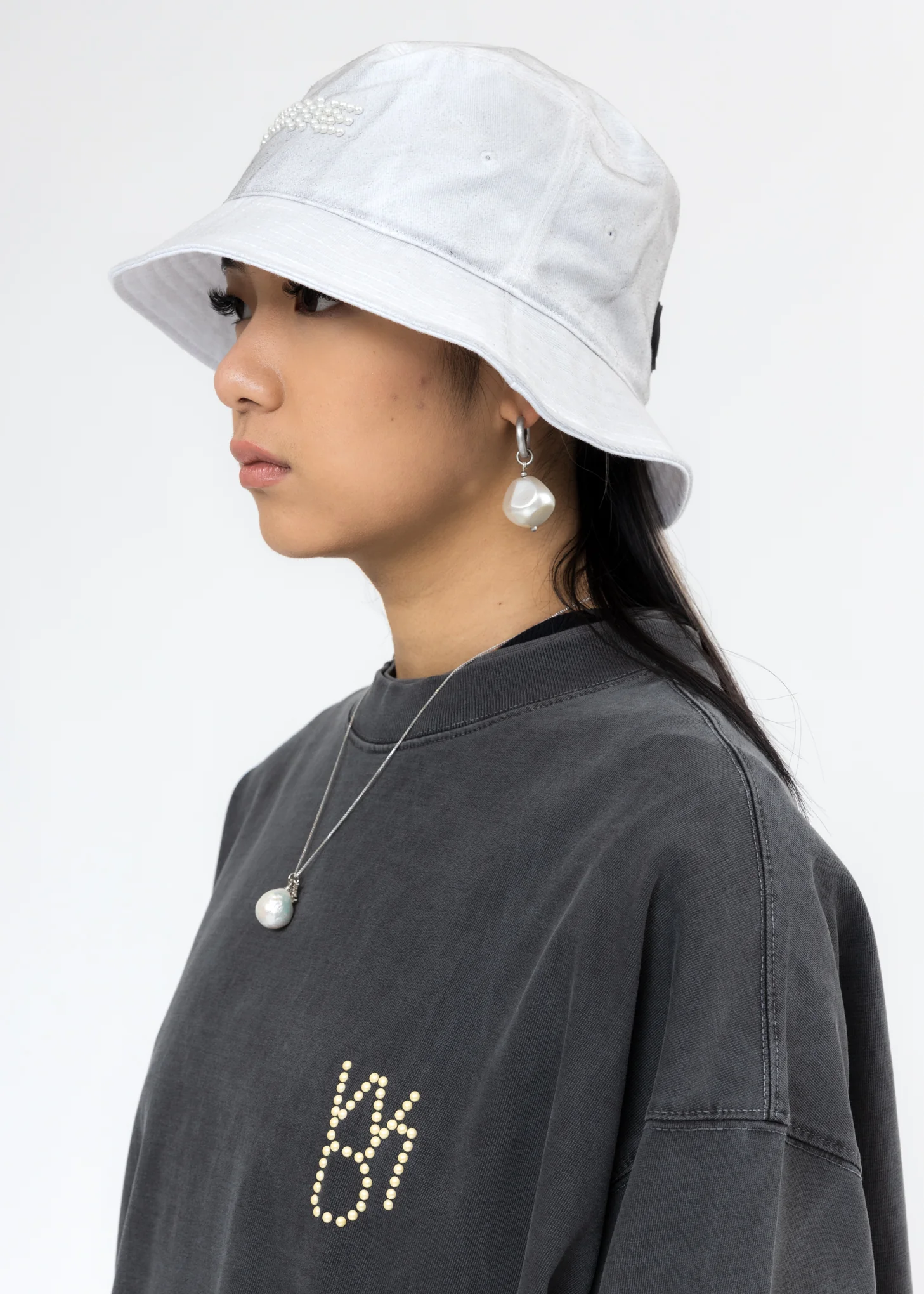 White Pearl Logo Bucket Hat - Image 3