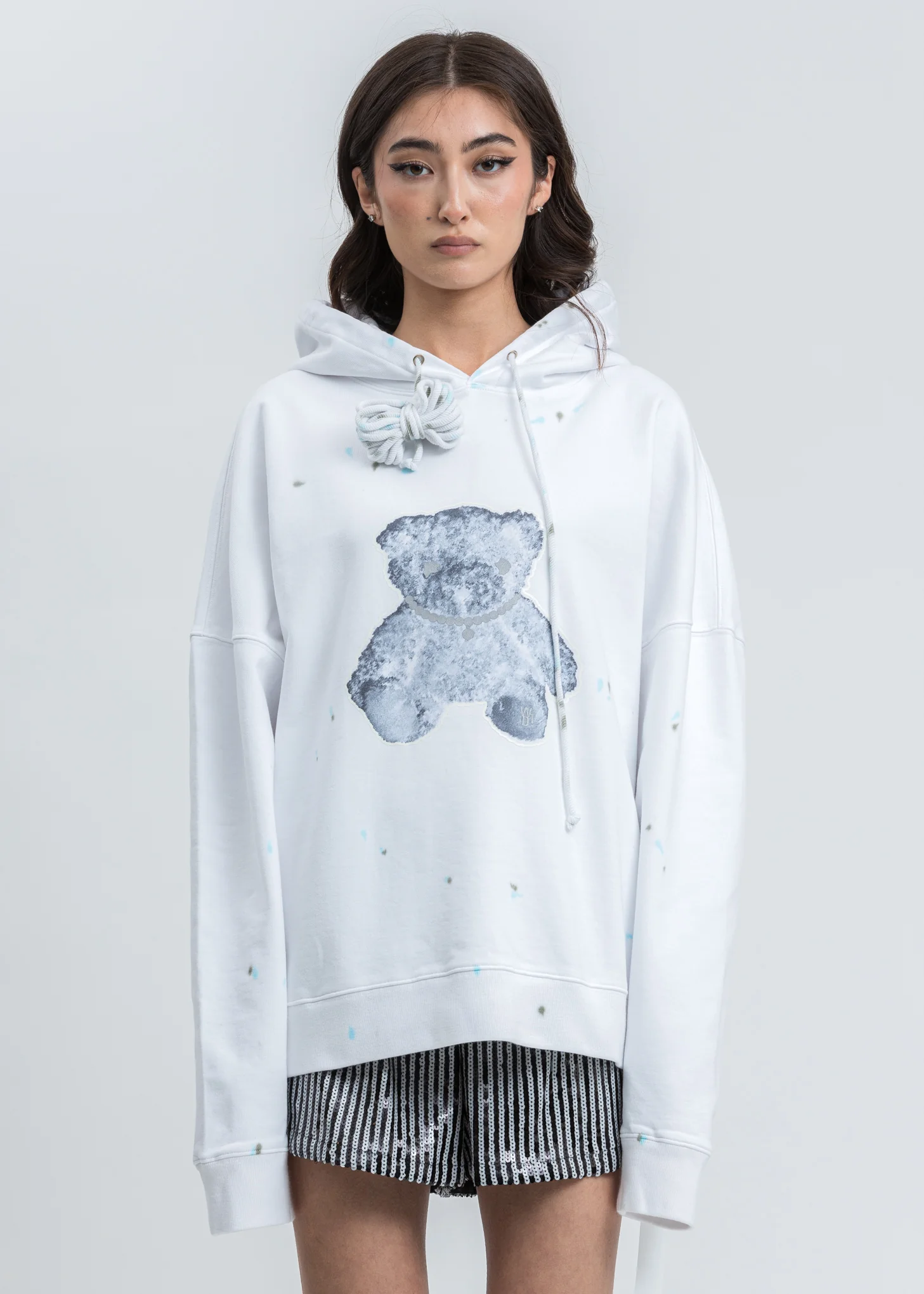 White Pearl Necklace Teddy Hoodie (Reflect)