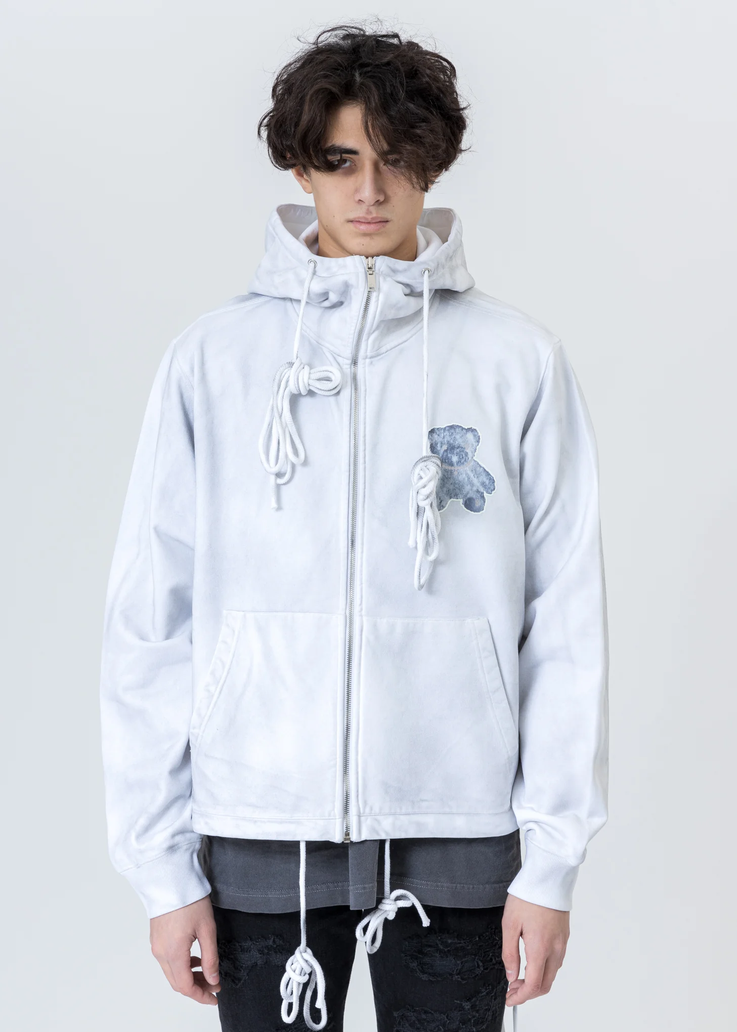 White Pearl Necklace Teddy Zip-Up Hoodie (Reflect)