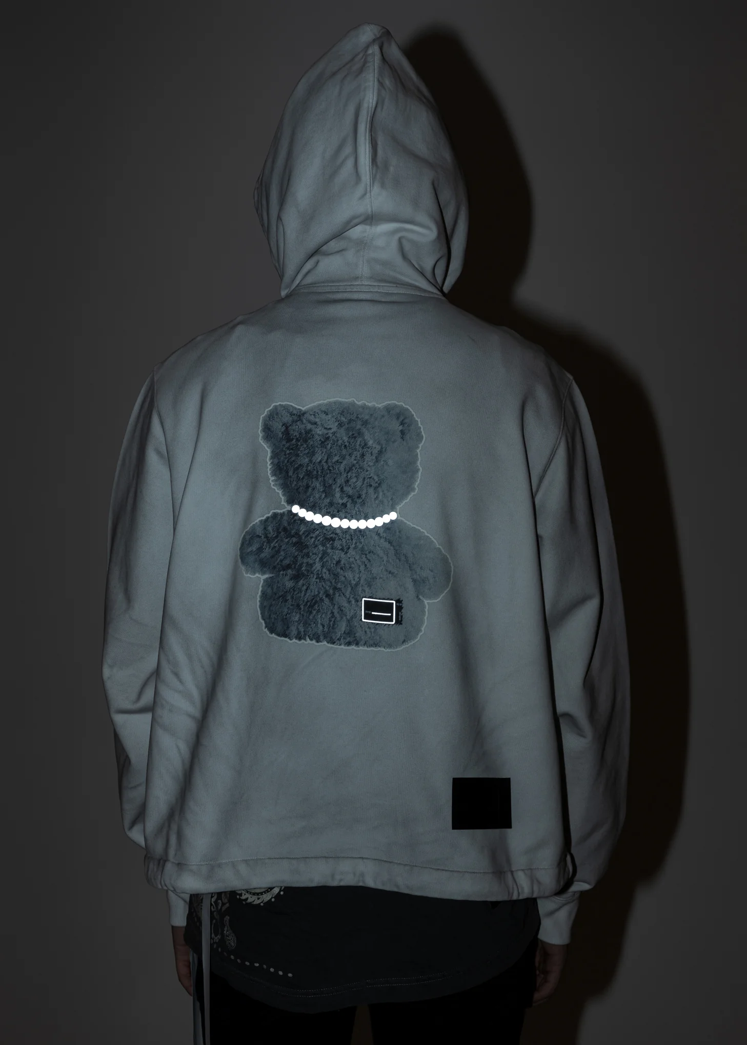 White Pearl Necklace Teddy Zip-Up Hoodie (Reflect) - Image 3