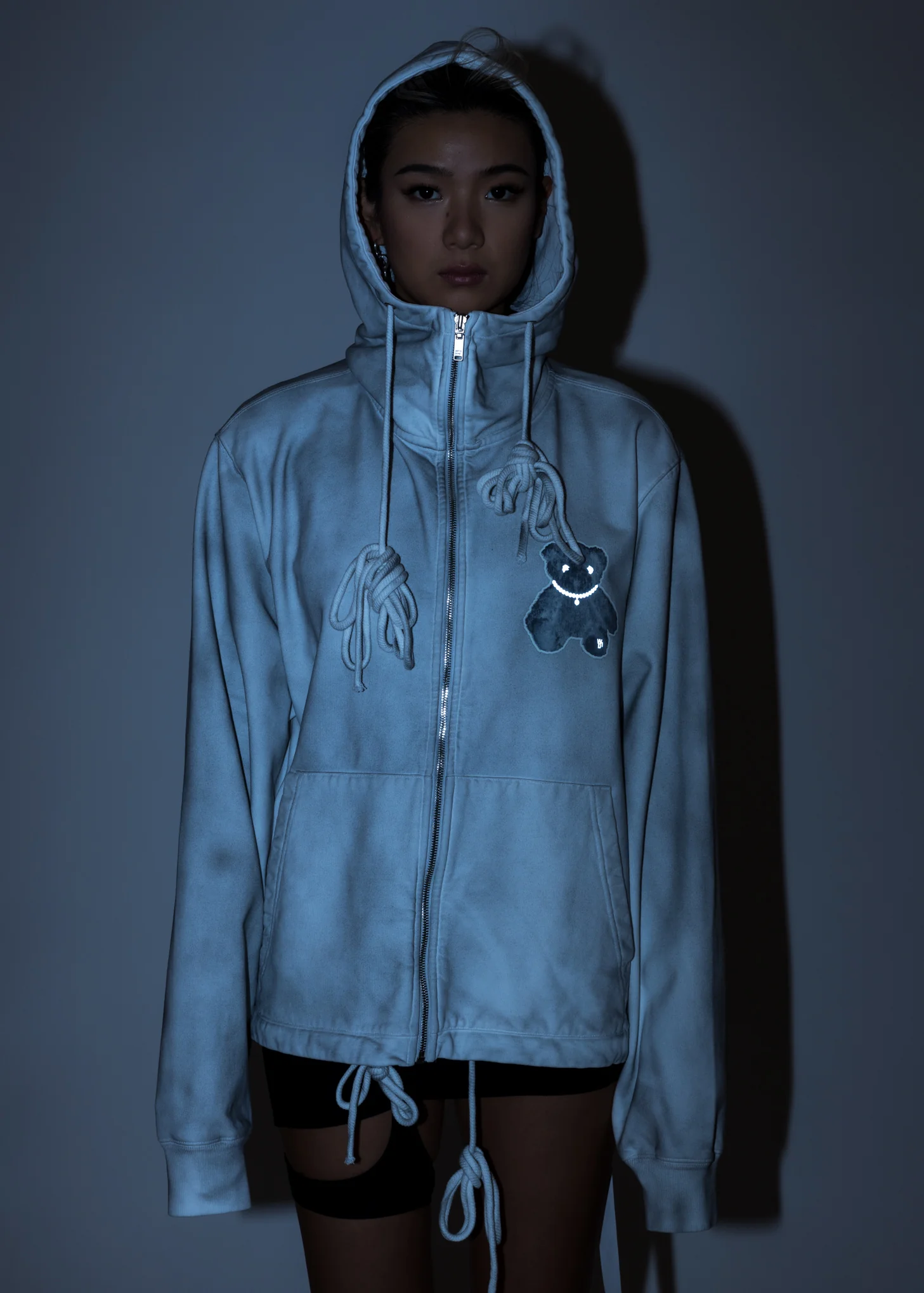 White Pearl Necklace Teddy Zip-Up Hoodie (Reflect) - Image 3