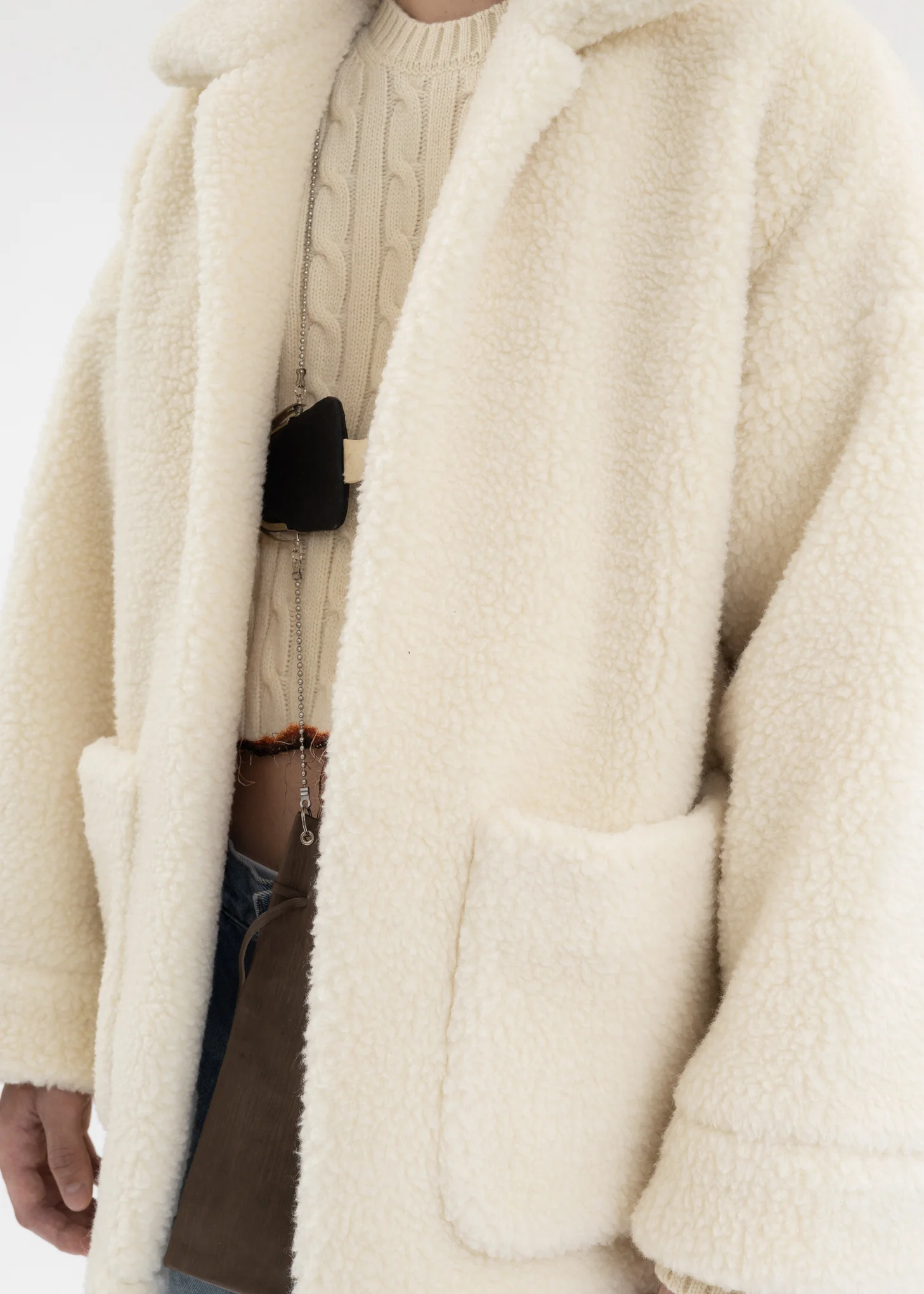 White PHOTO STITCH EMBROIDERY FUR JACKET - Image 5