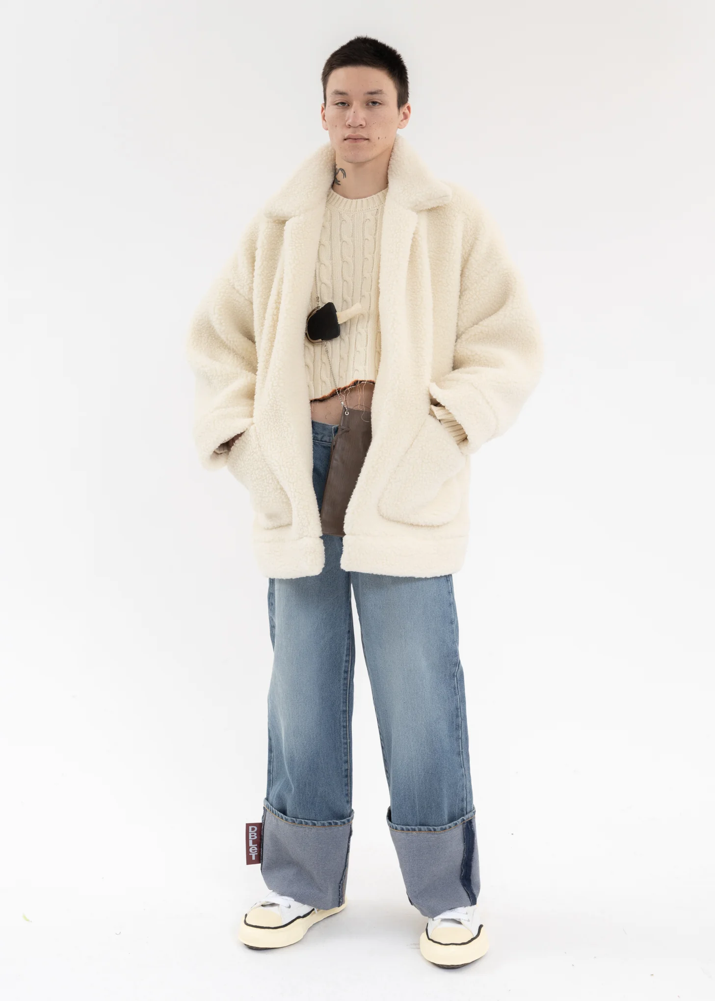 White PHOTO STITCH EMBROIDERY FUR JACKET - Image 6