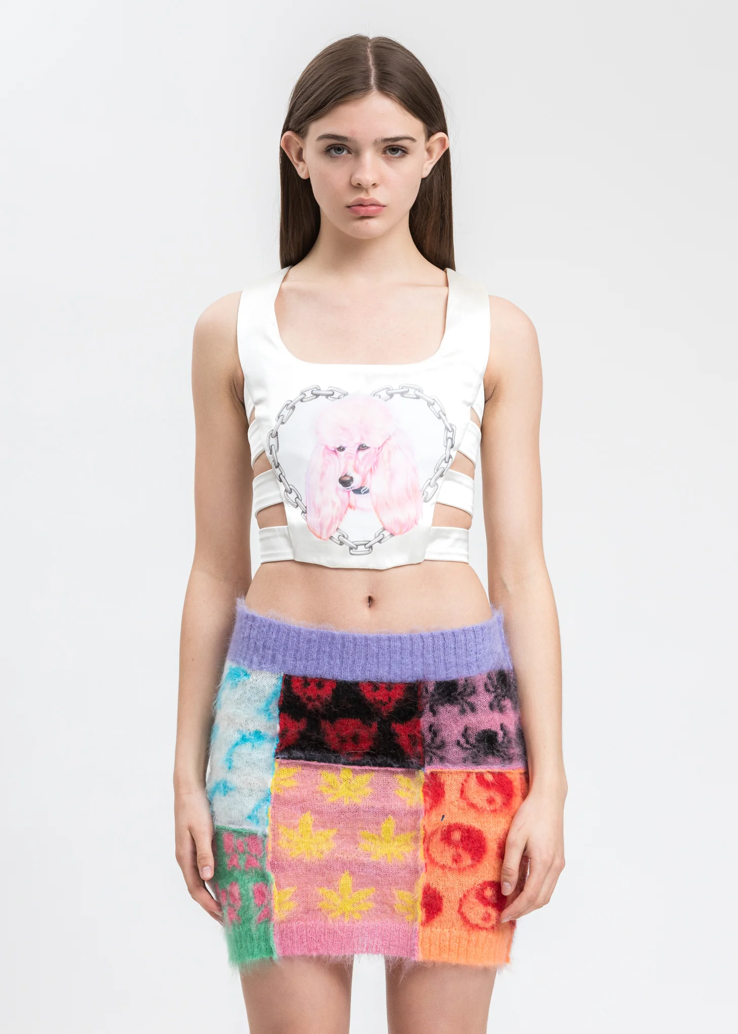 White Poodle Cut Out Corset