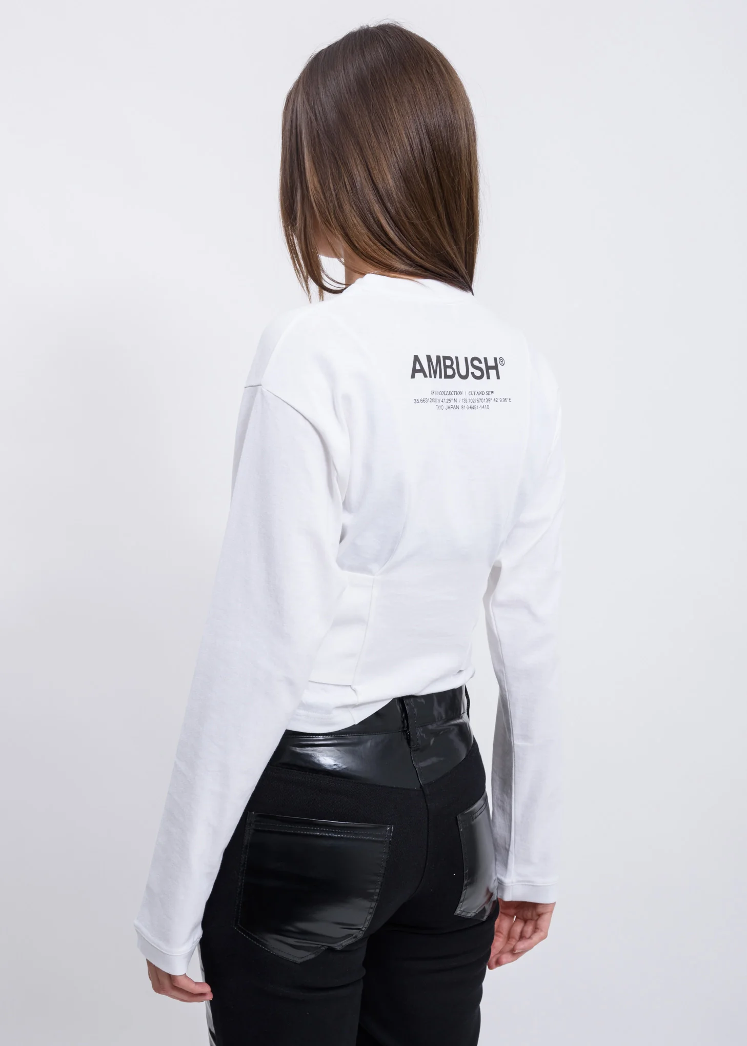 White  Print Waist Tie Long Sleeves - Image 4