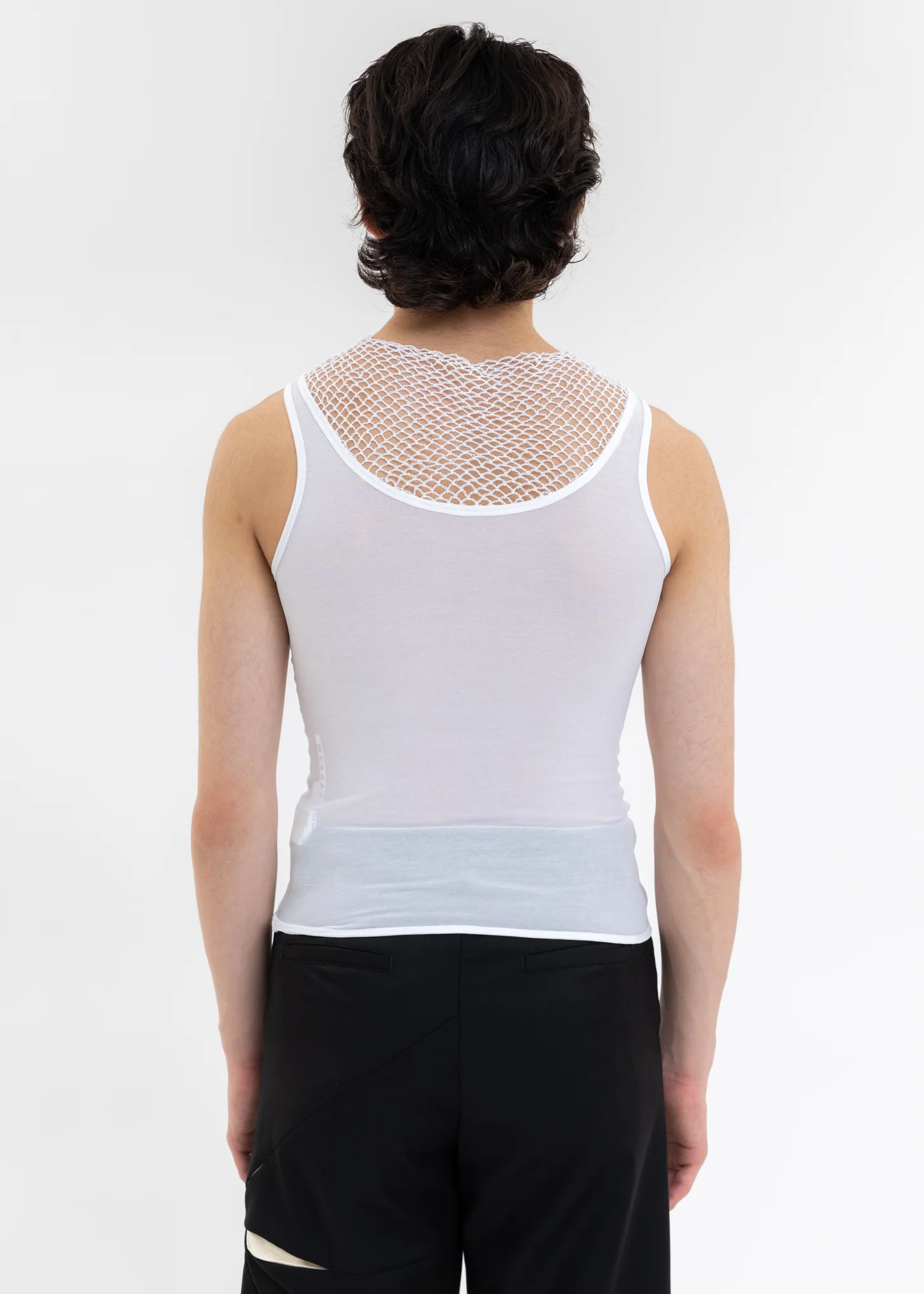 White Printed Crocheted Vest - Image 2